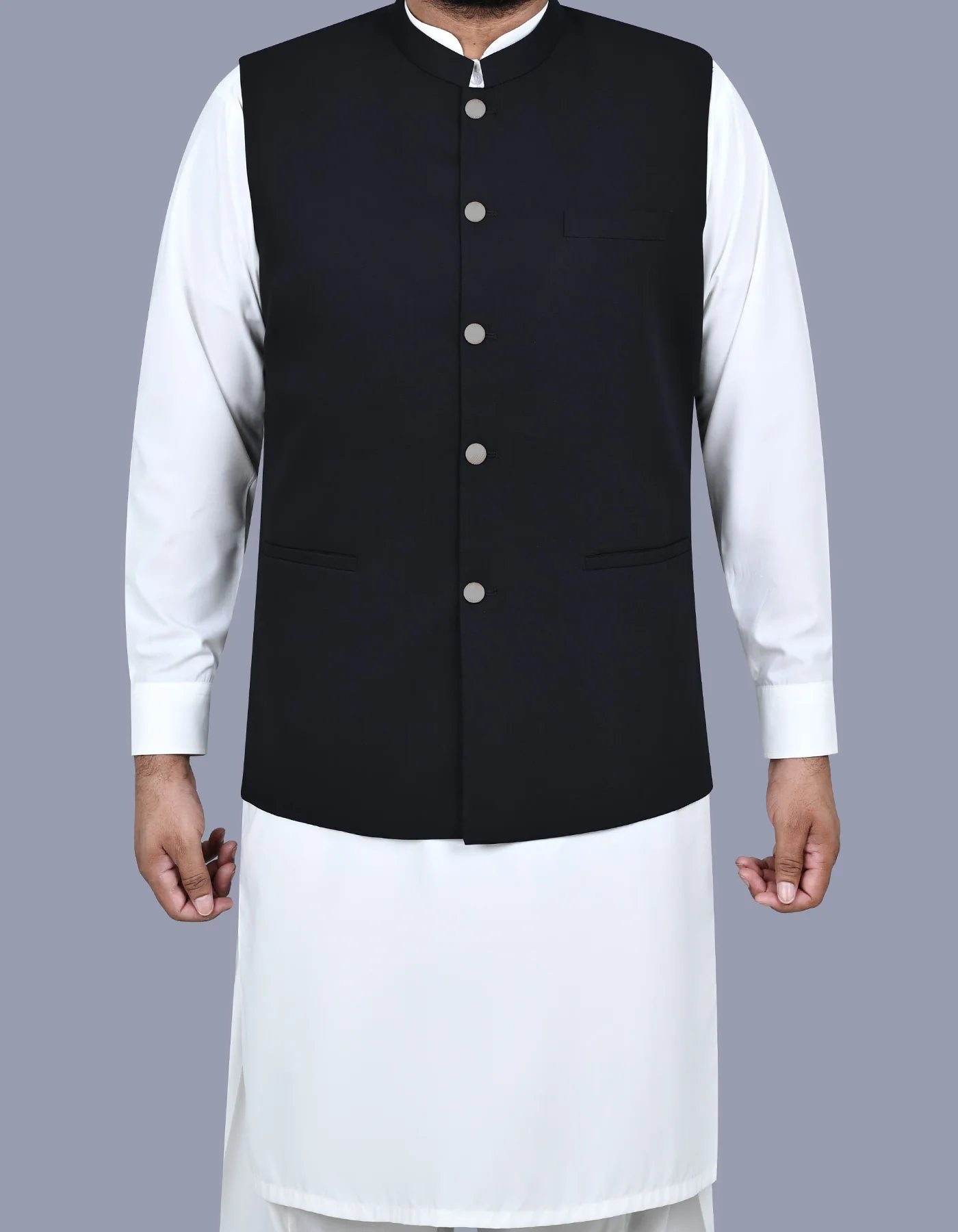 Black Plain Classic Fit Waistcoat
