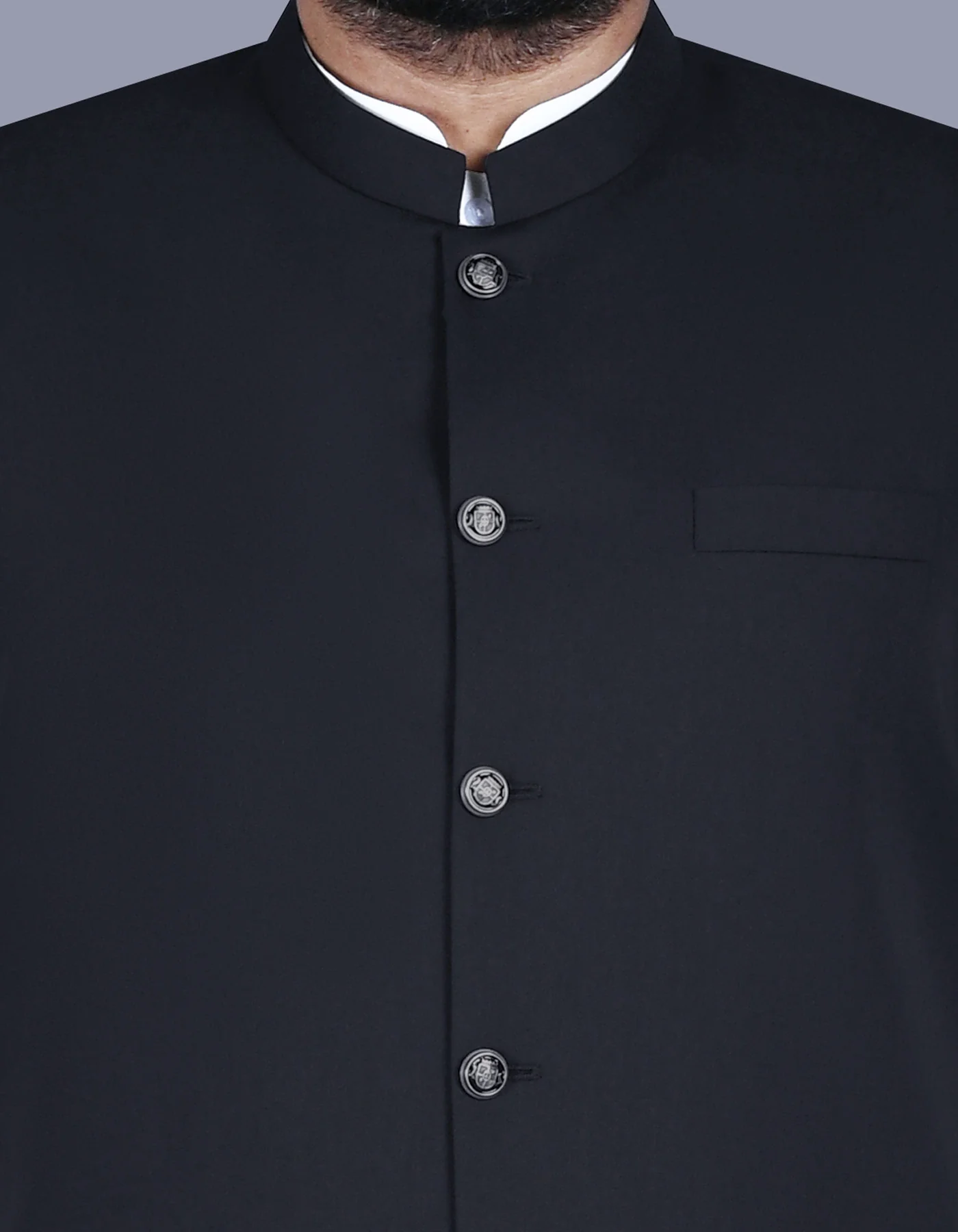 Black Plain Classic Fit Waistcoat - Image 2