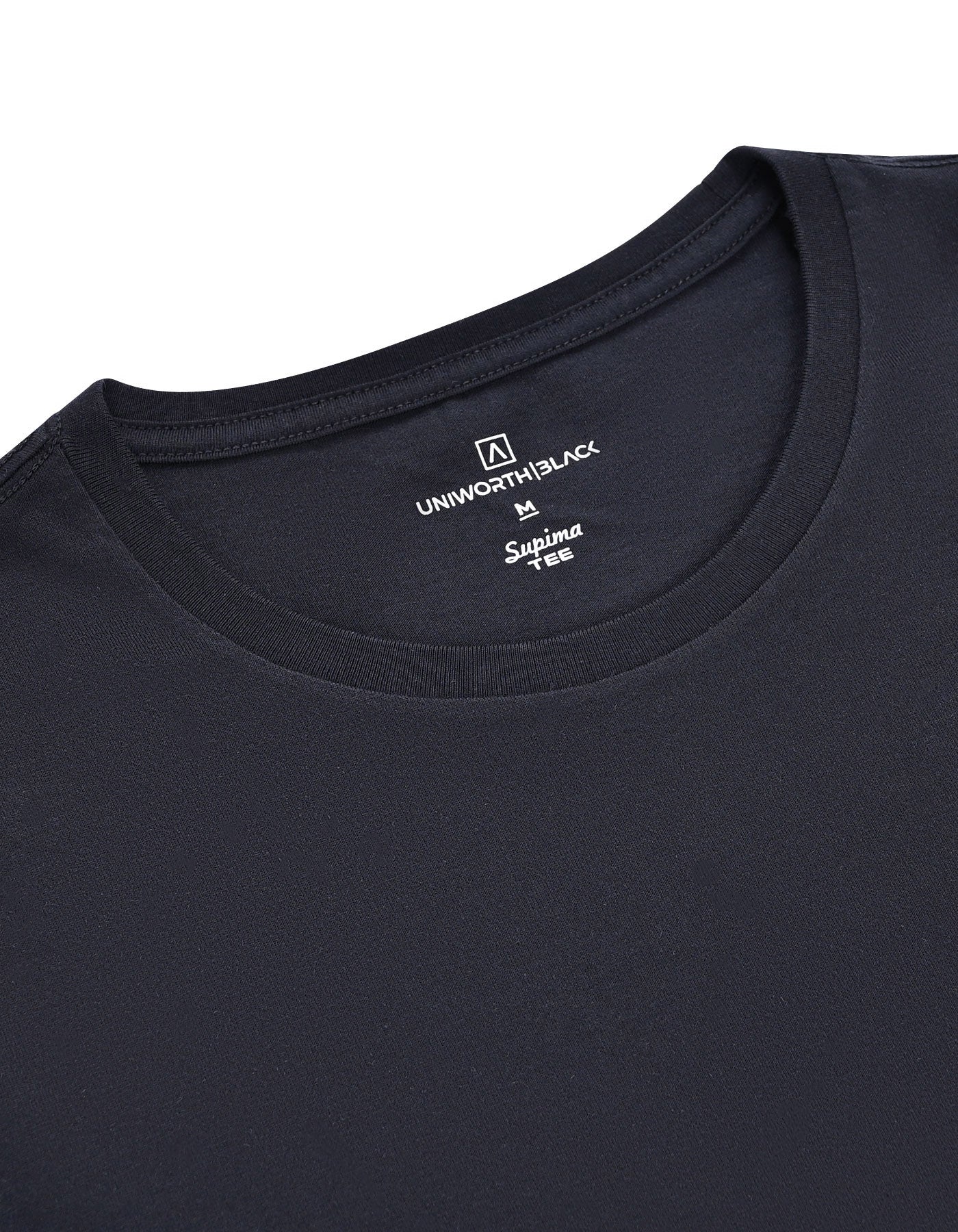 Black Plain Crew Neck Supima T-Shirt - Image 3