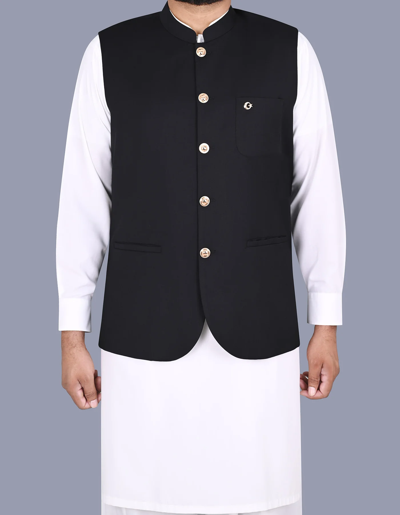 Black Plain Essential Waist Coat