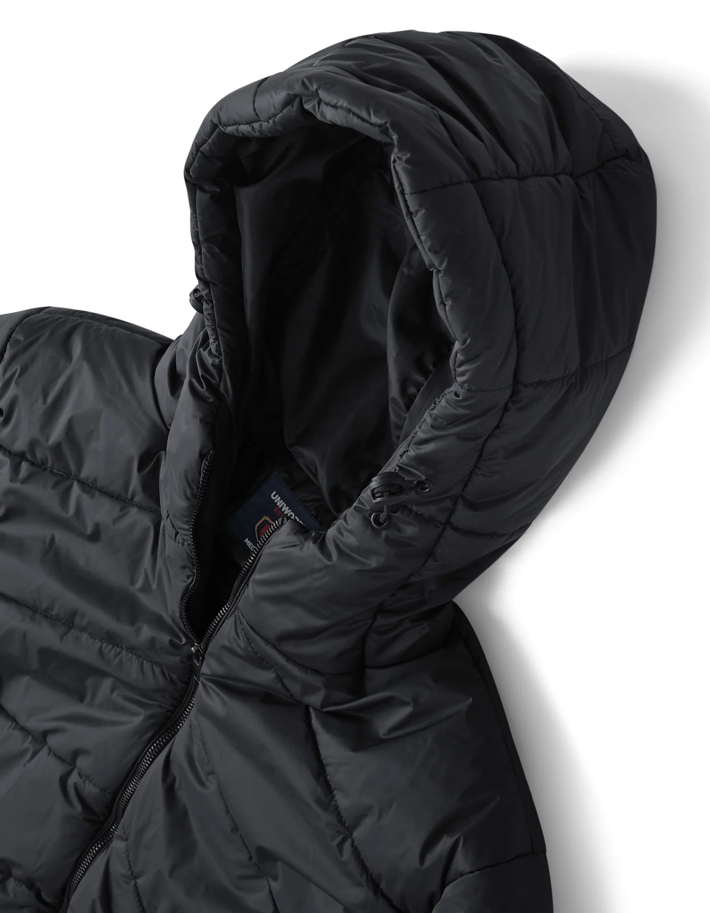 Black Plain Hooded Puffer Jacket - Image 3