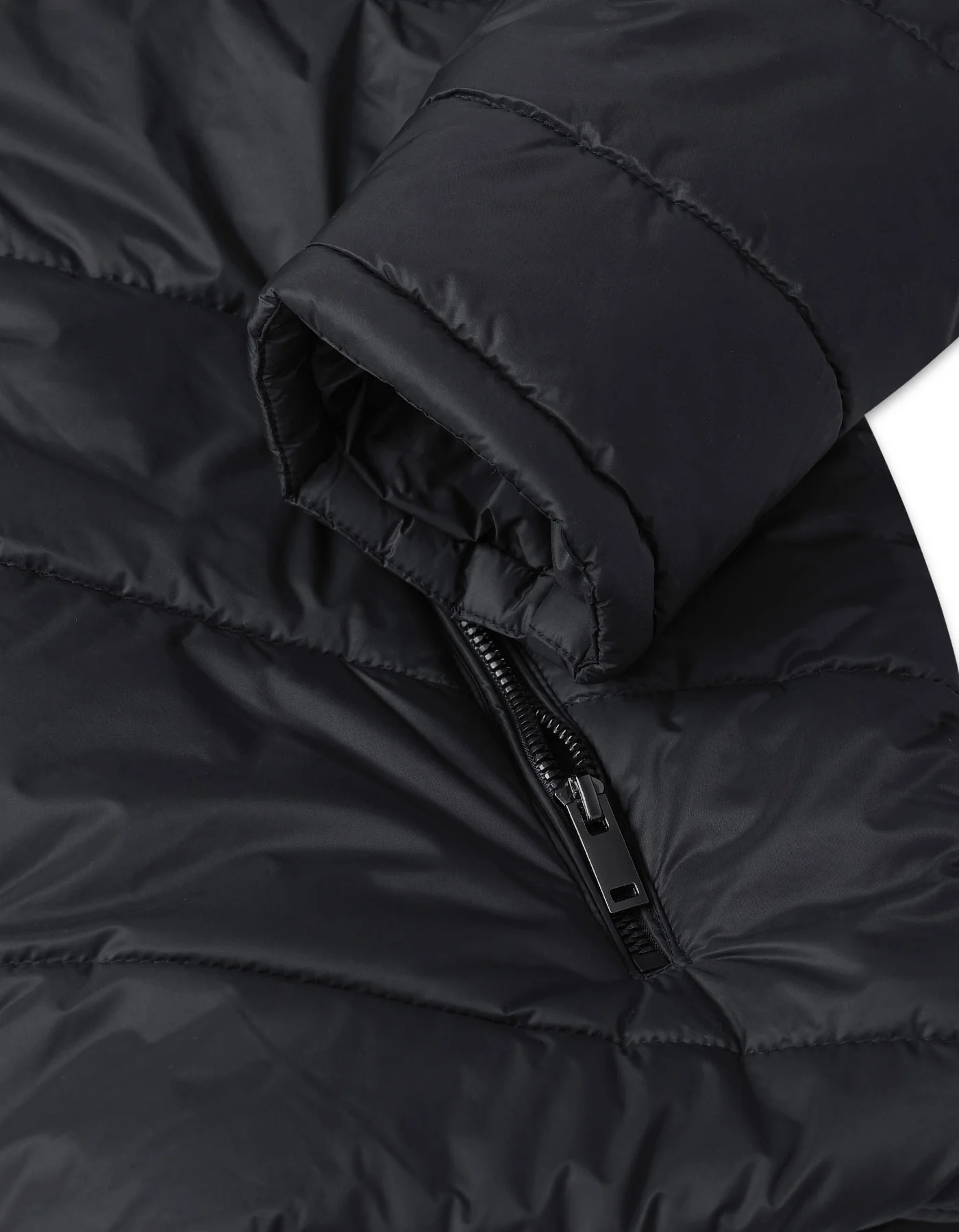 Black Plain Hooded Puffer Jacket - Image 6