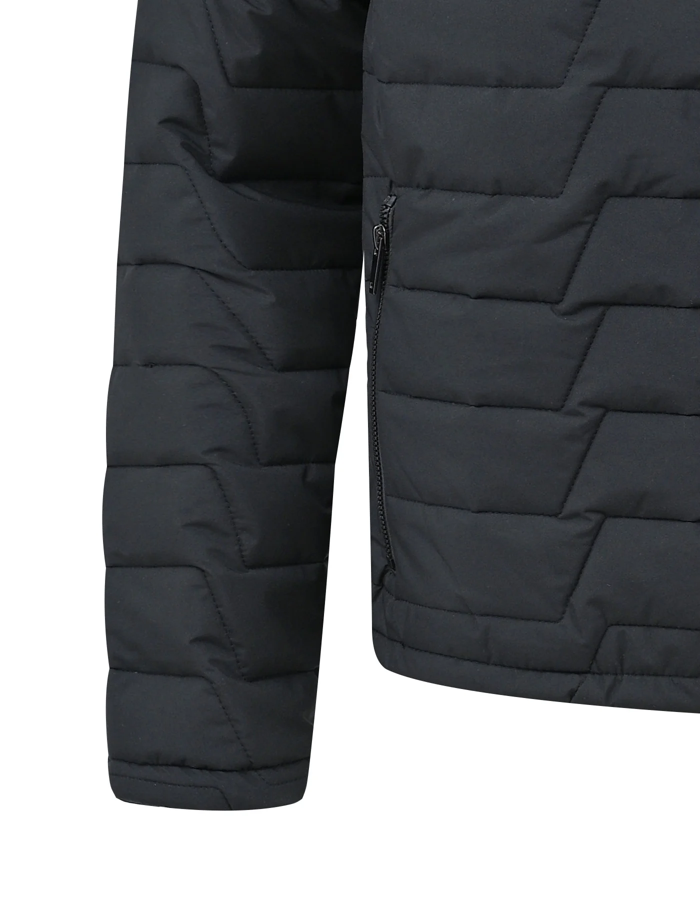 Black Plain Mock Neck Puffer Jacket - Image 5