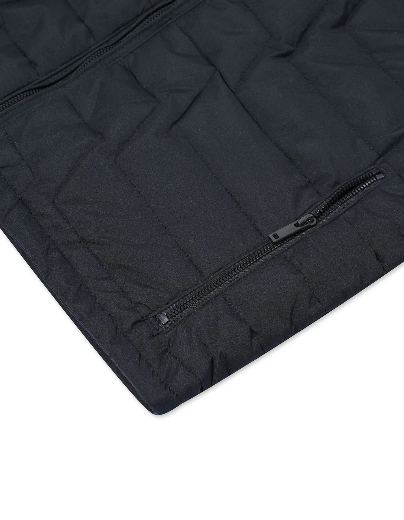 Black Plain Mock Neck Puffer Jacket - Image 8