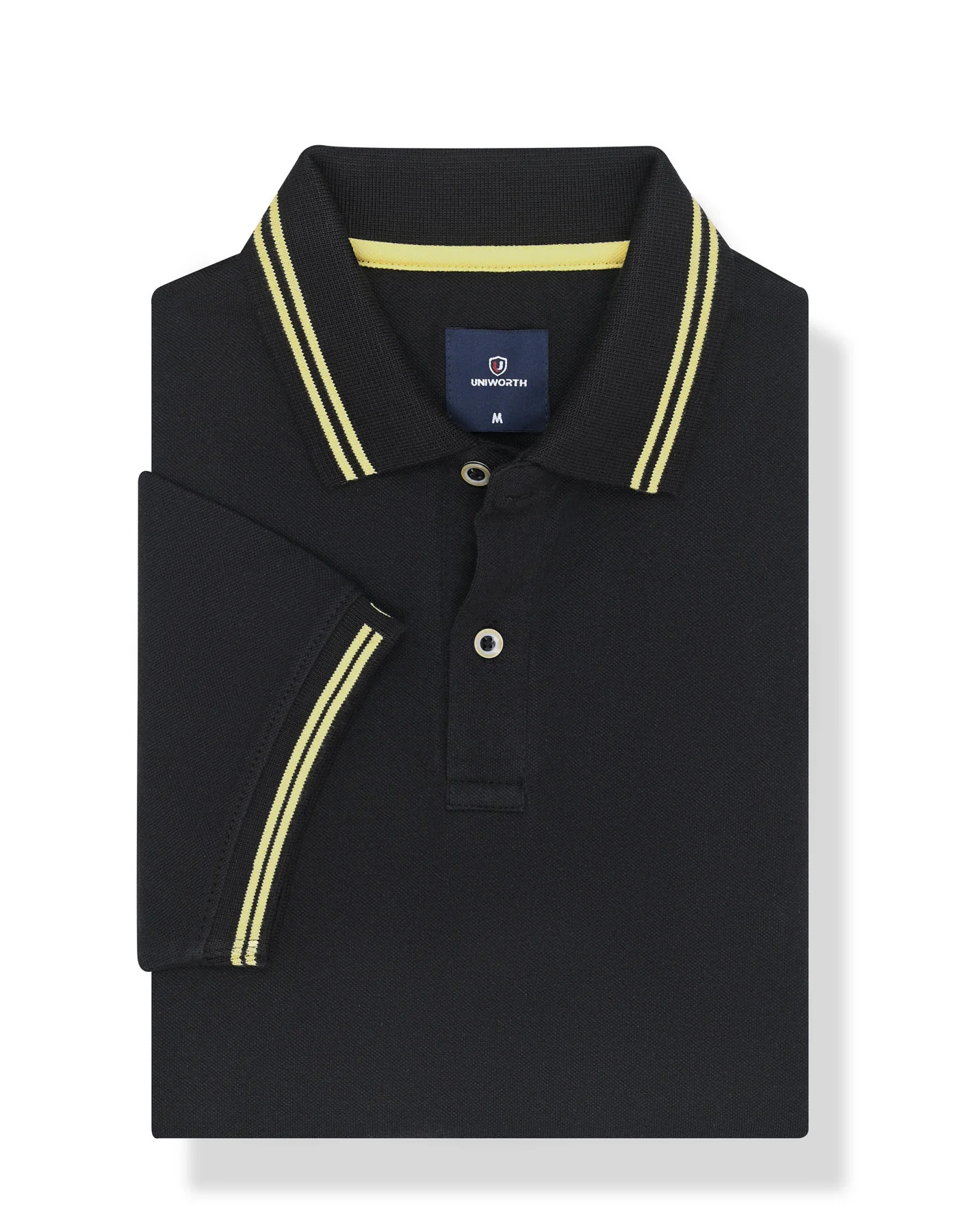 Black Plain Pique Polo Shirt - Image 2