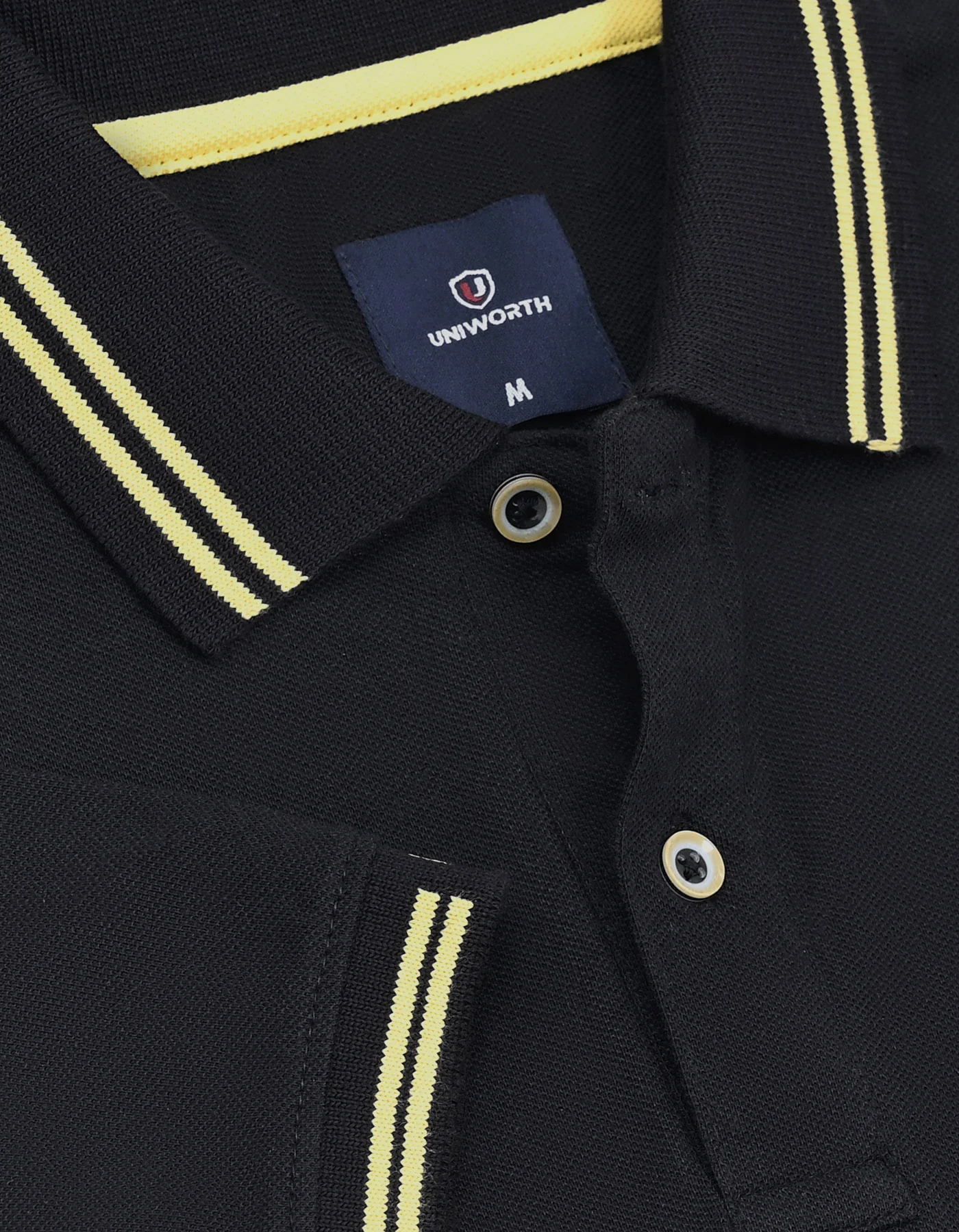 Black Plain Pique Polo Shirt - Image 3