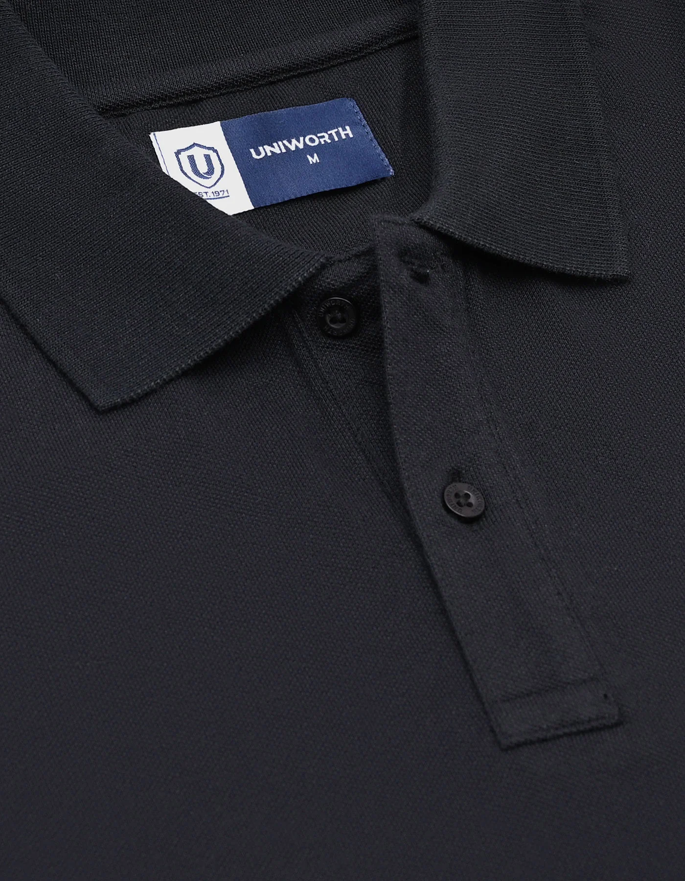 Black Plain Pique Polo Shirt - Image 3