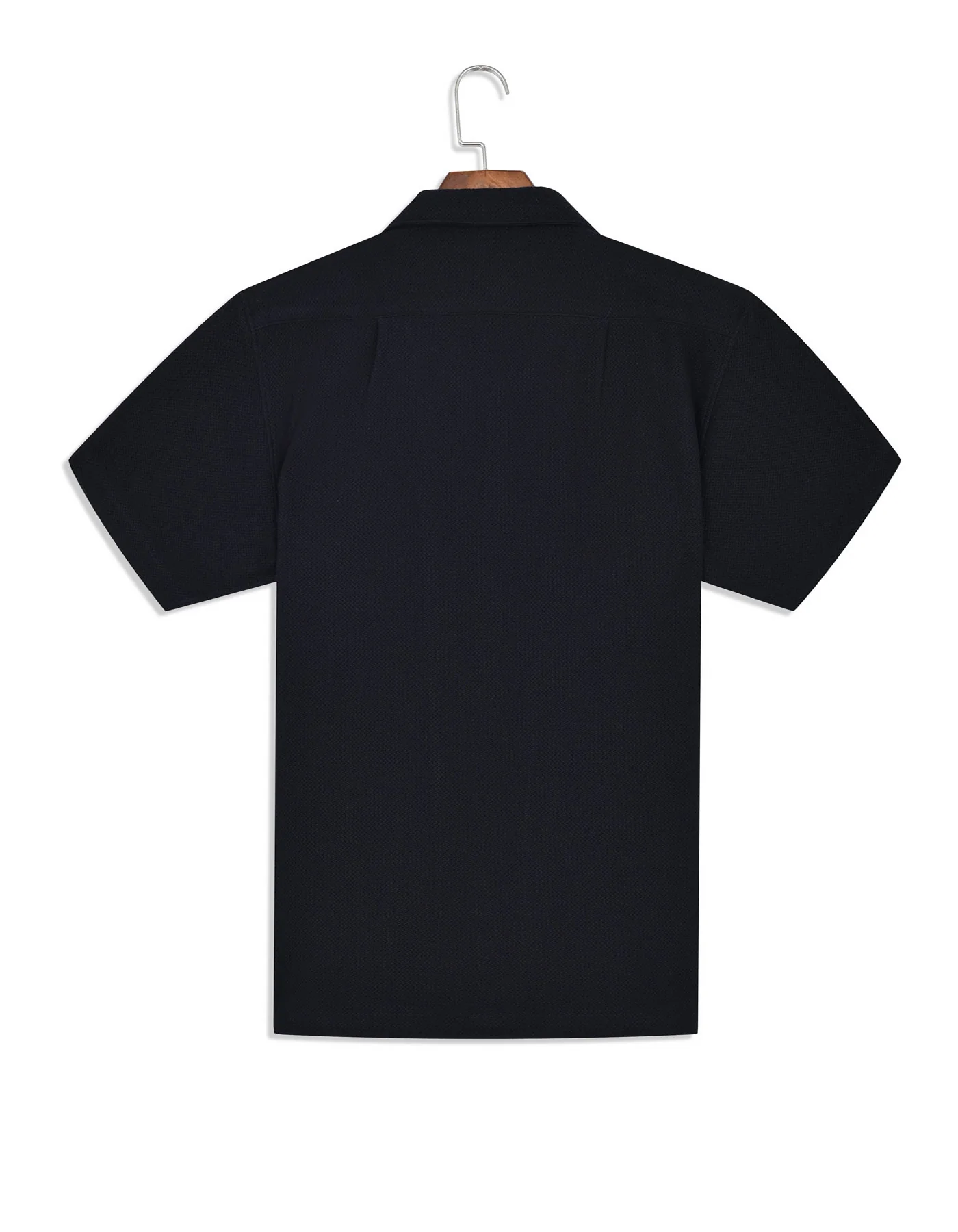 Black Plain Resort Collar Shirt - Image 4