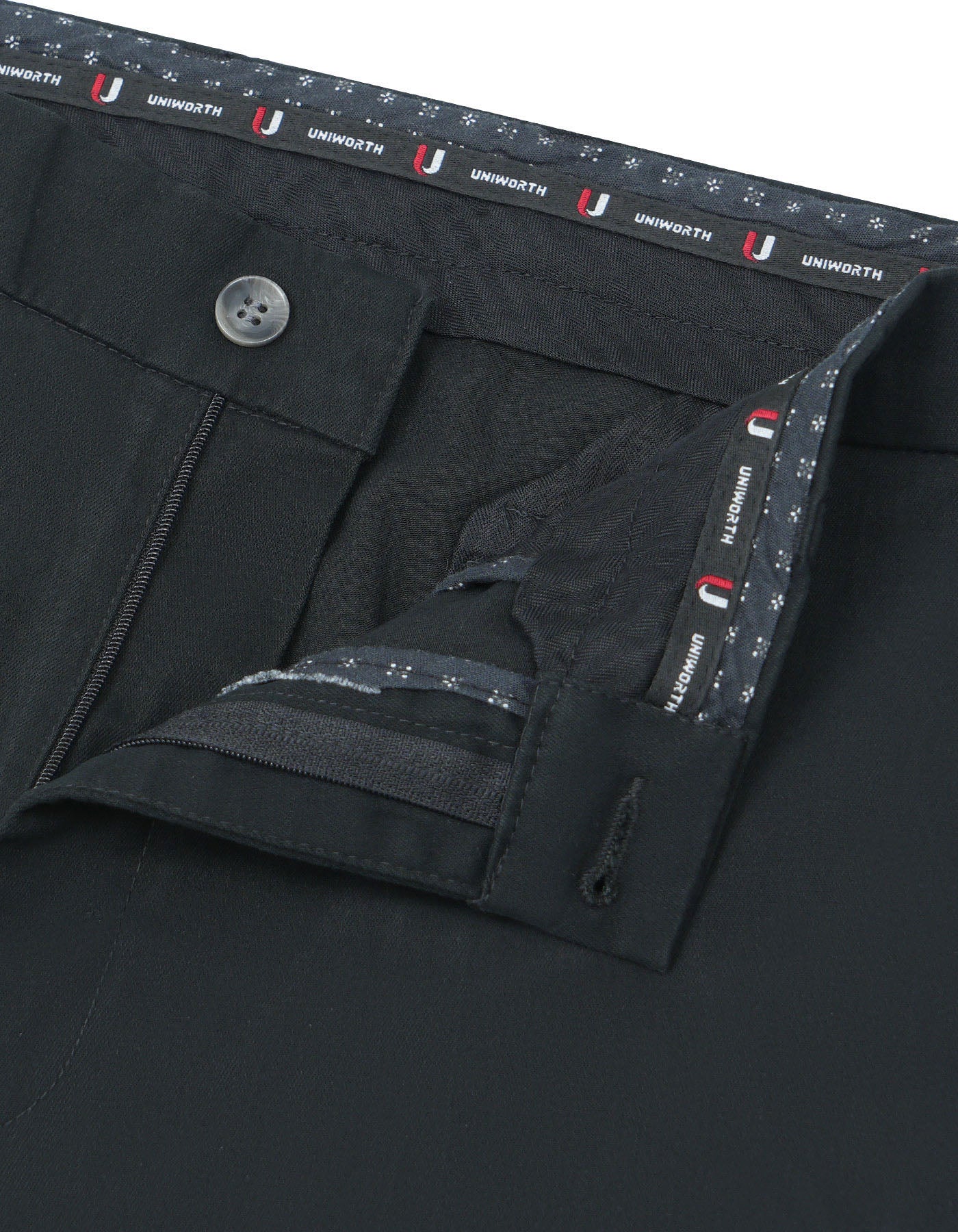 Black Plain Smart Fit Cotton Trouser - Image 2