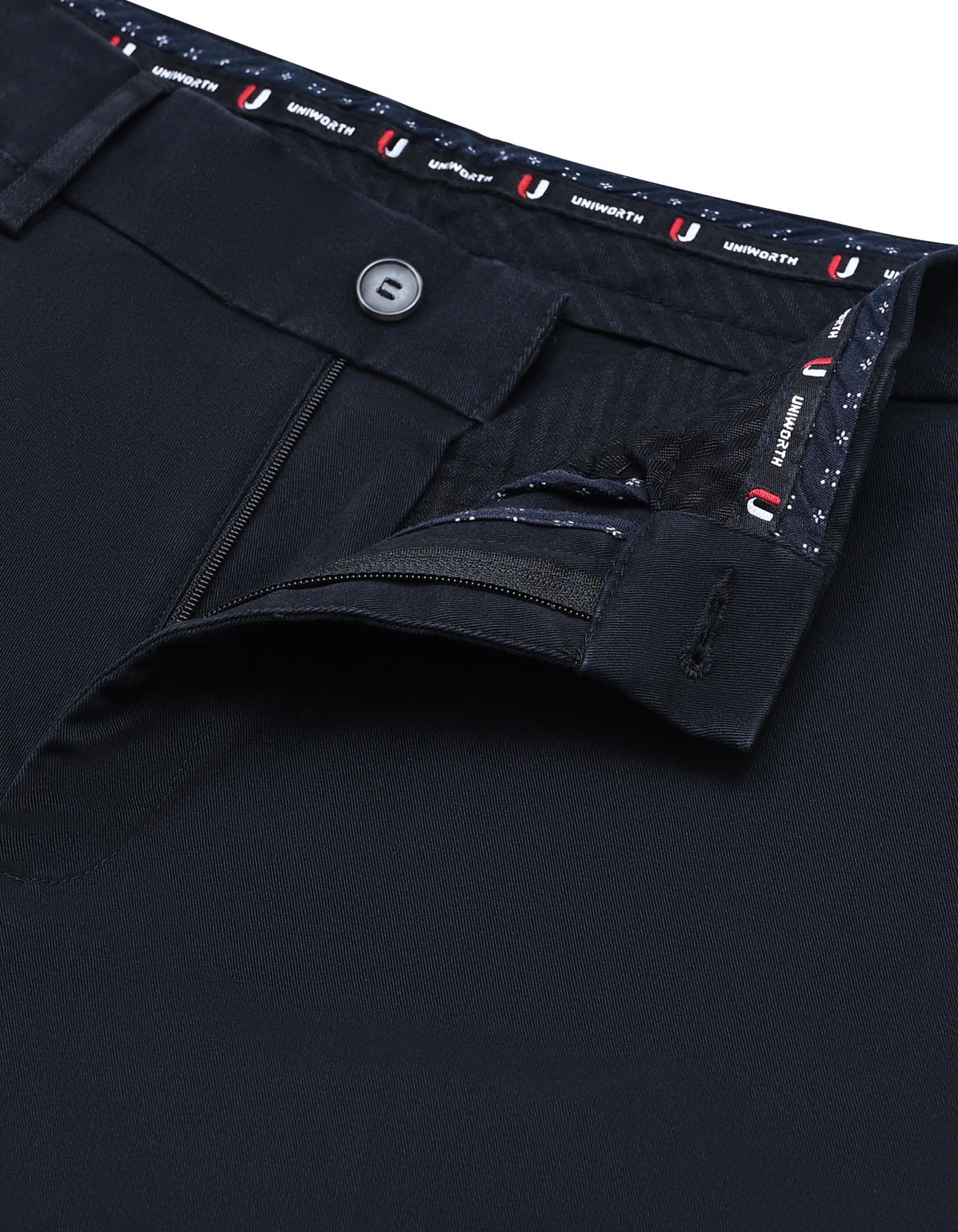 Black Plain Smart Fit Cotton Trouser - Image 2