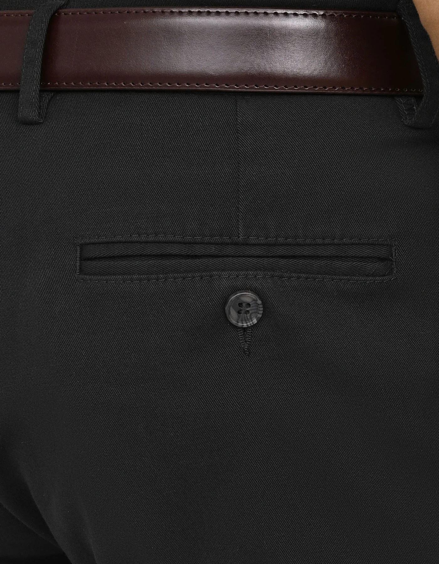 Black Plain Smart Fit Cotton Trouser - Image 4