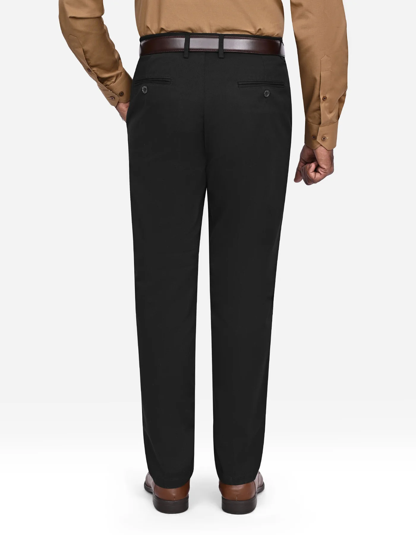 Black Plain Smart Fit Cotton Trouser - Image 5