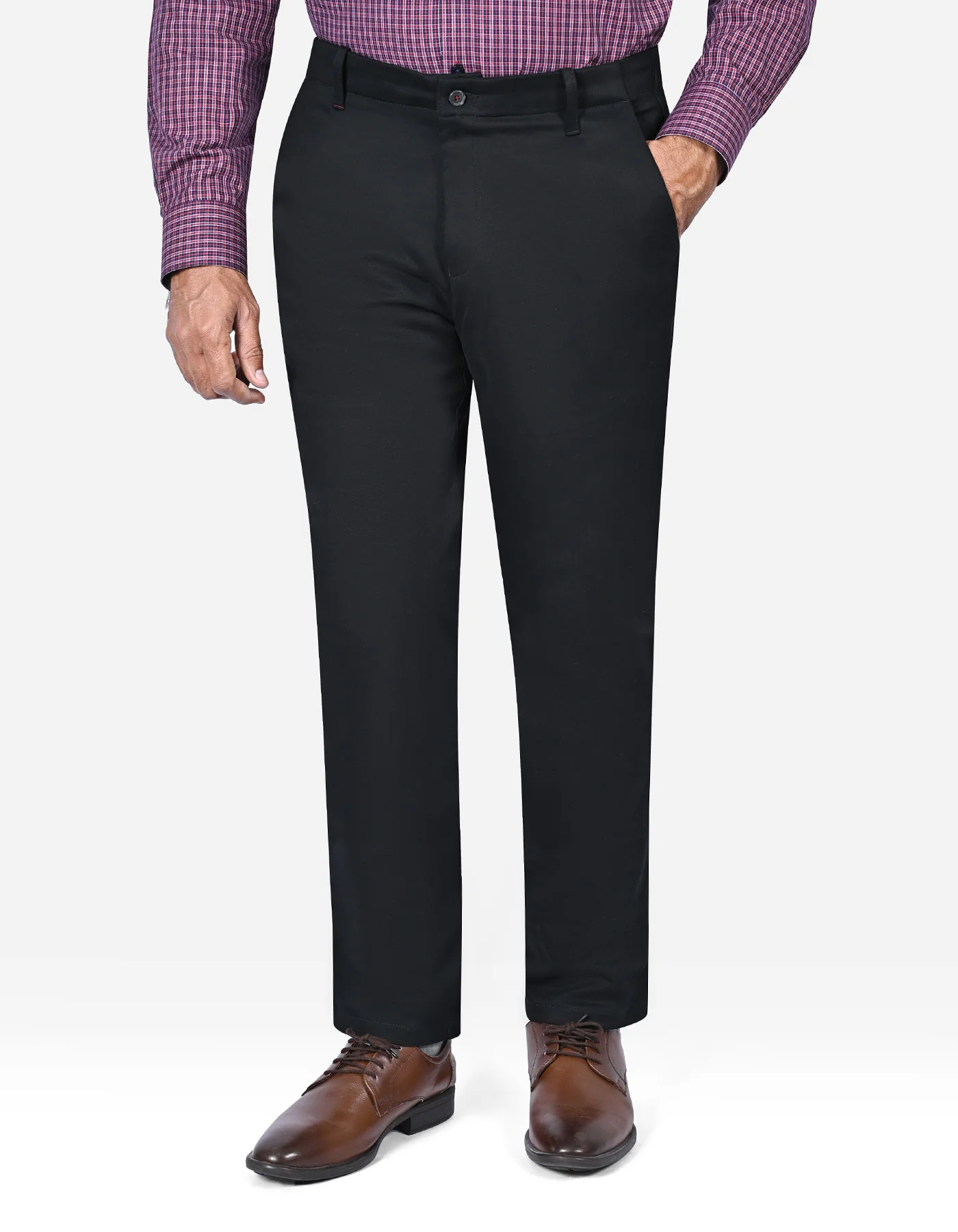 Black Plain Smart Fit Cotton Trouser