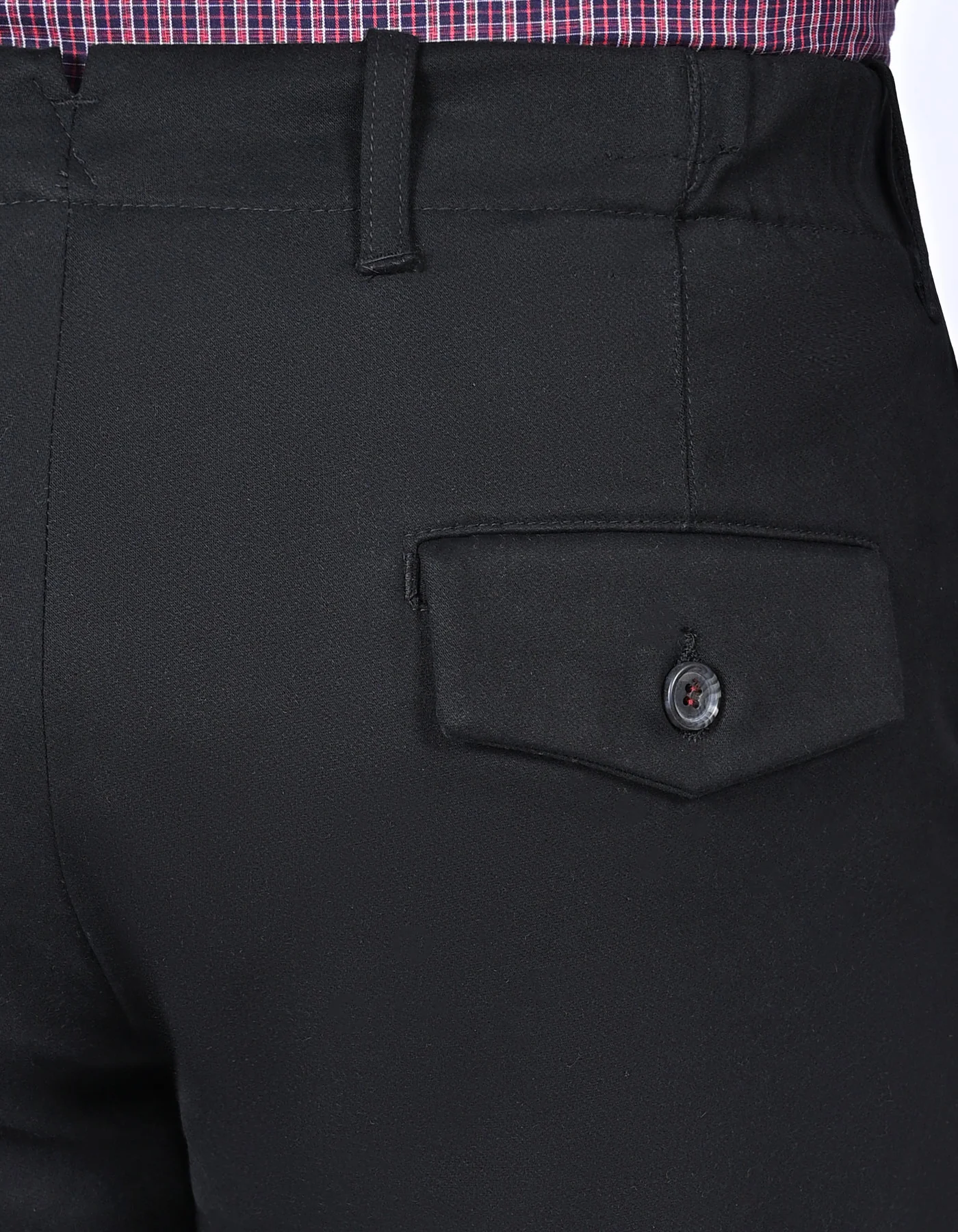 Black Plain Smart Fit Cotton Trouser - Image 4