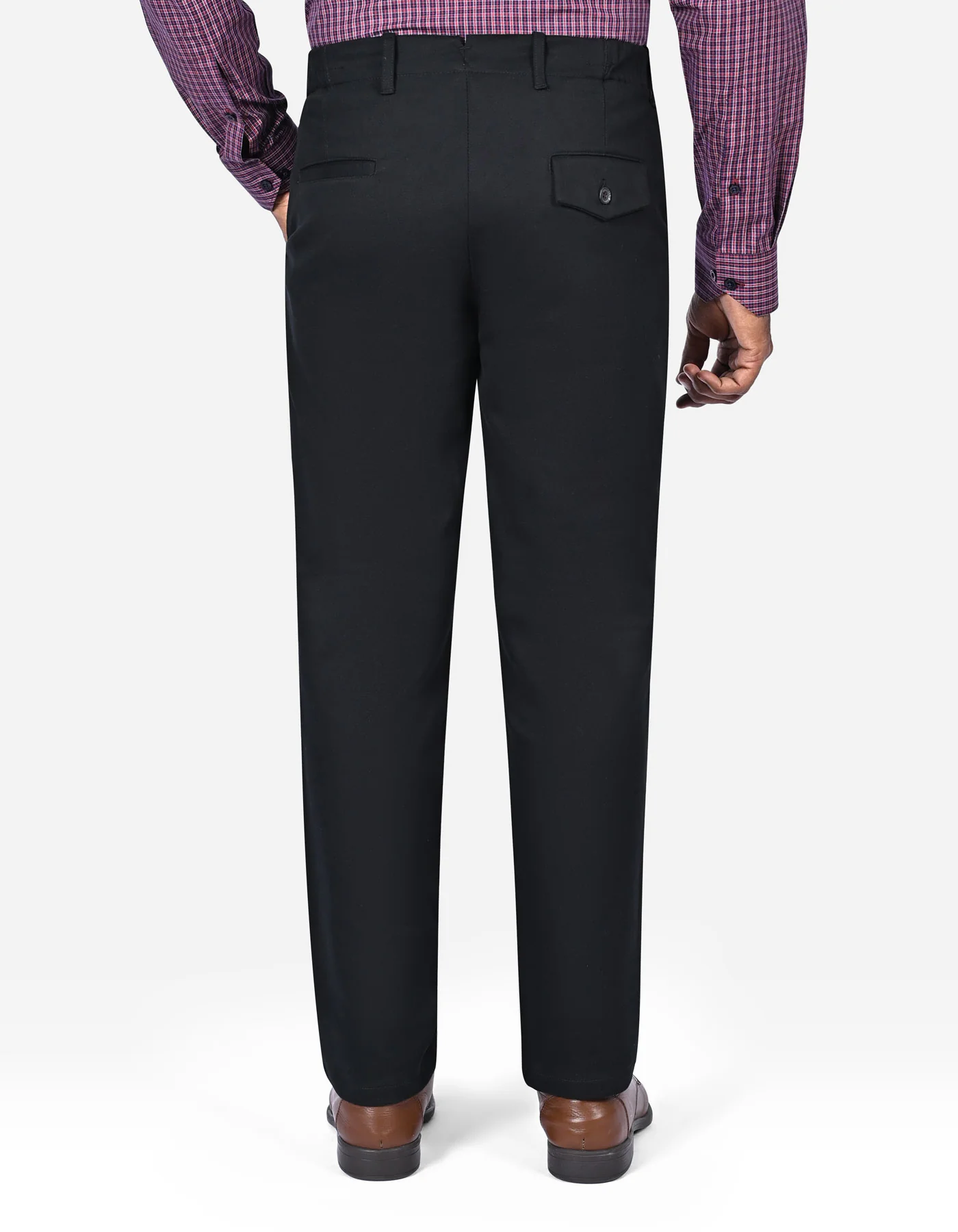 Black Plain Smart Fit Cotton Trouser - Image 5