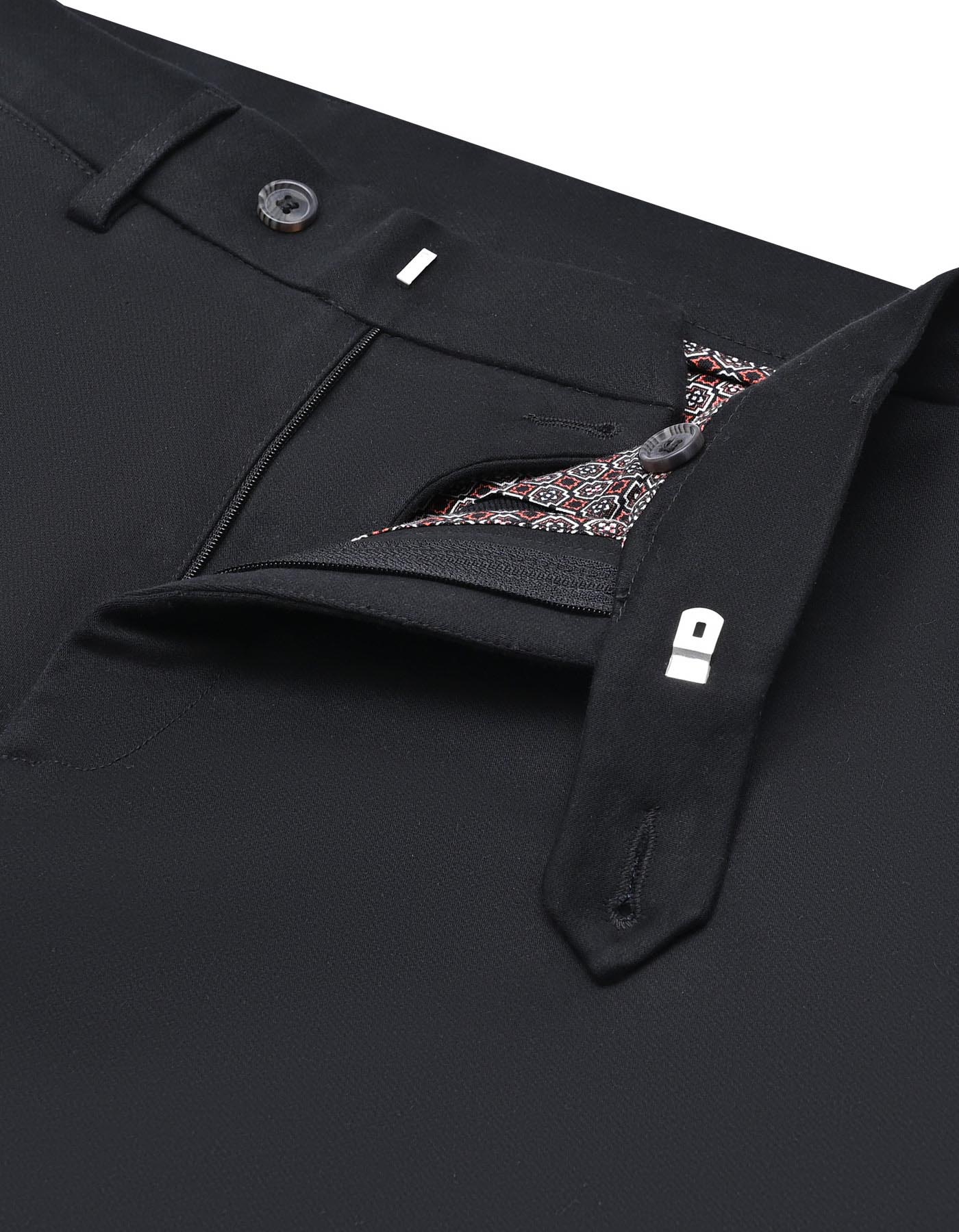 Black Plain Smart Fit Cotton Trouser - Image 2