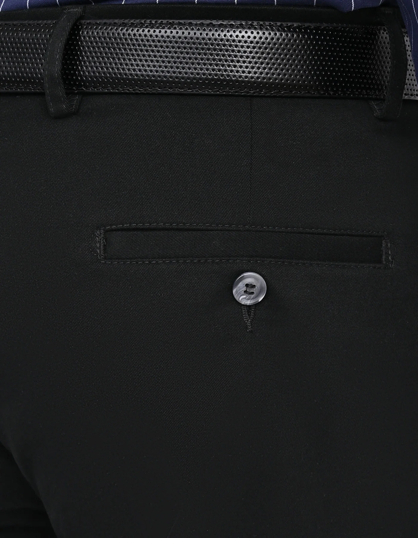Black Plain Smart Fit Cotton Trouser - Image 4