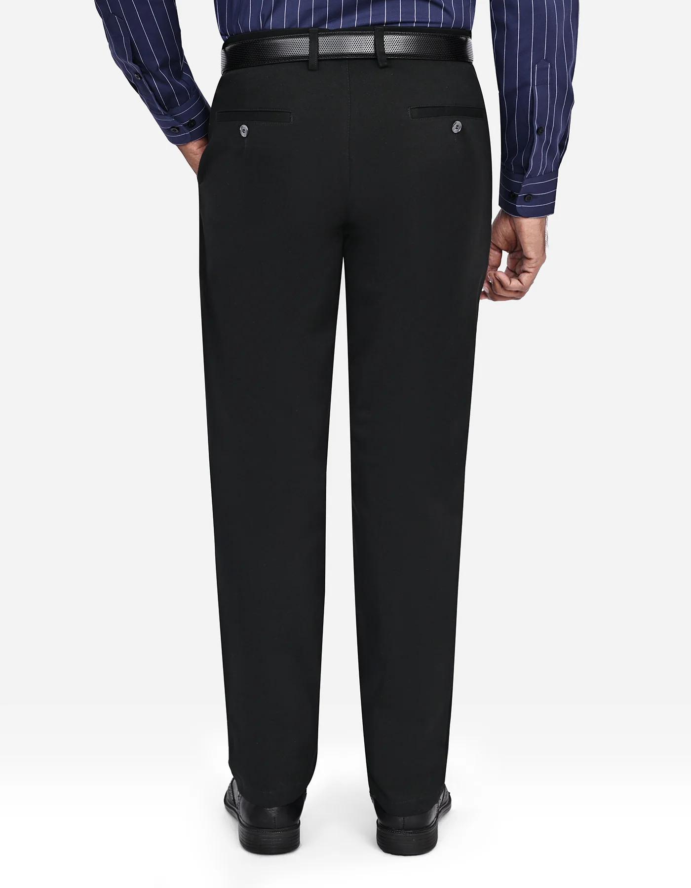 Black Plain Smart Fit Cotton Trouser - Image 5