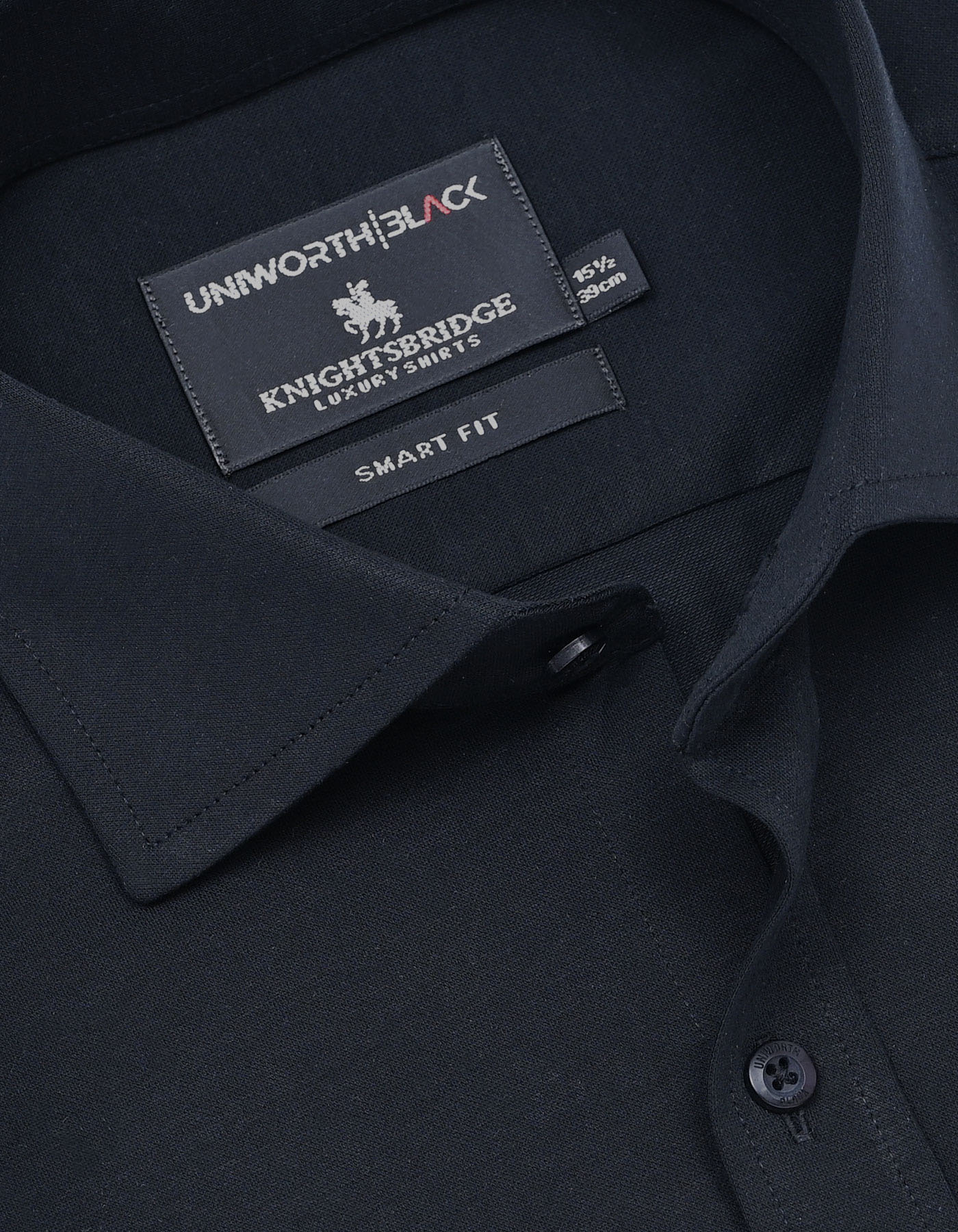 Black Plain Smart Fit Knit Shirt - Image 2
