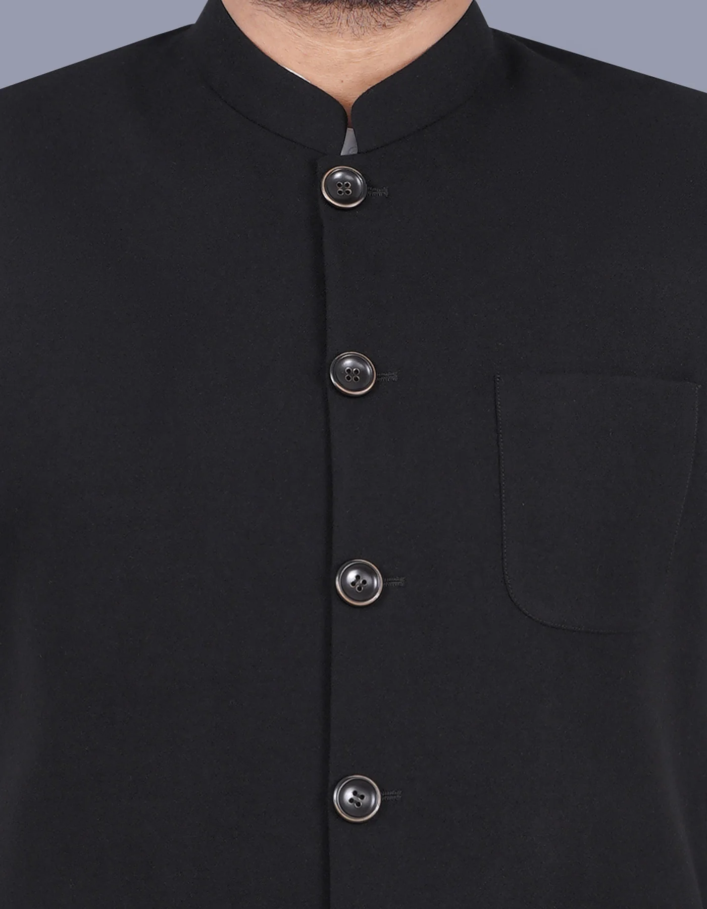 Black Plain Smart Fit Waist Coat - Image 2
