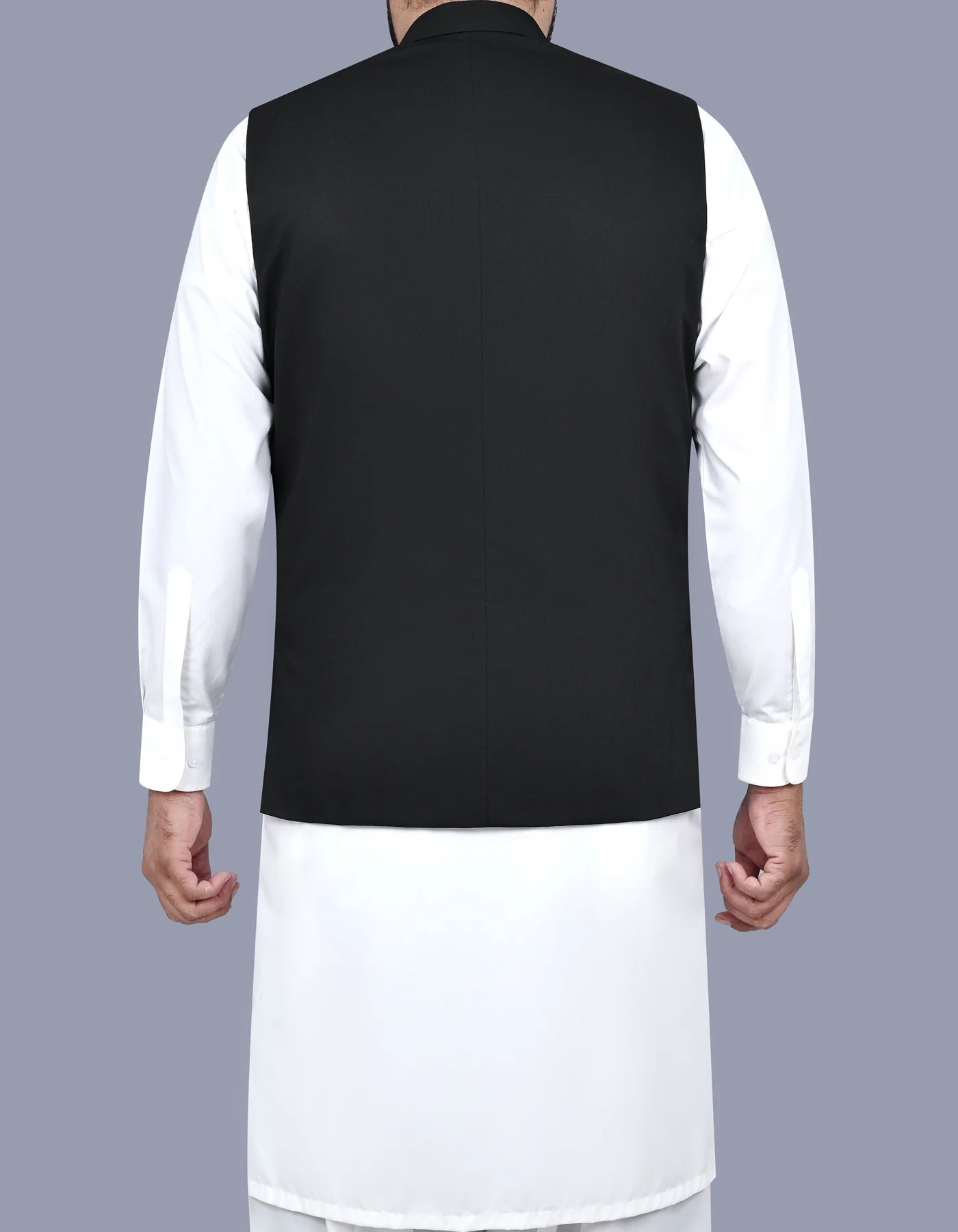 Black Plain Smart Fit Waistcoat - Image 4