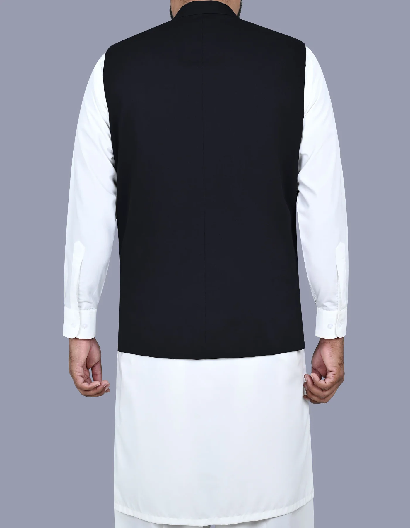 Black Plain Smart Fit Waistcoat - Image 4