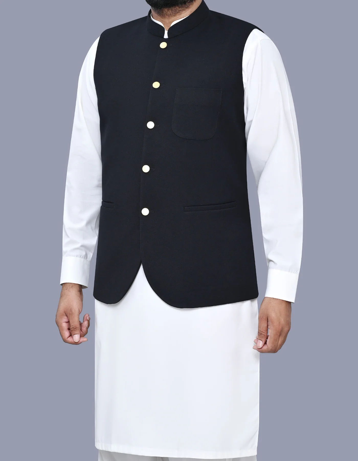 Black Plain Smart Fit Waistcoat - Image 3