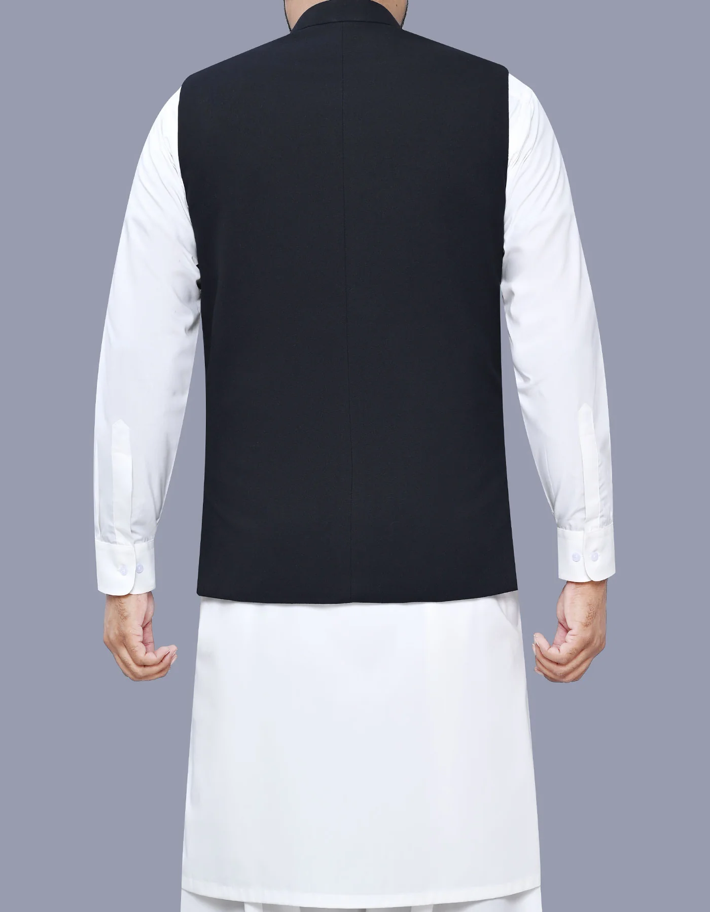 Black Plain Smart Fit Waistcoat - Image 4