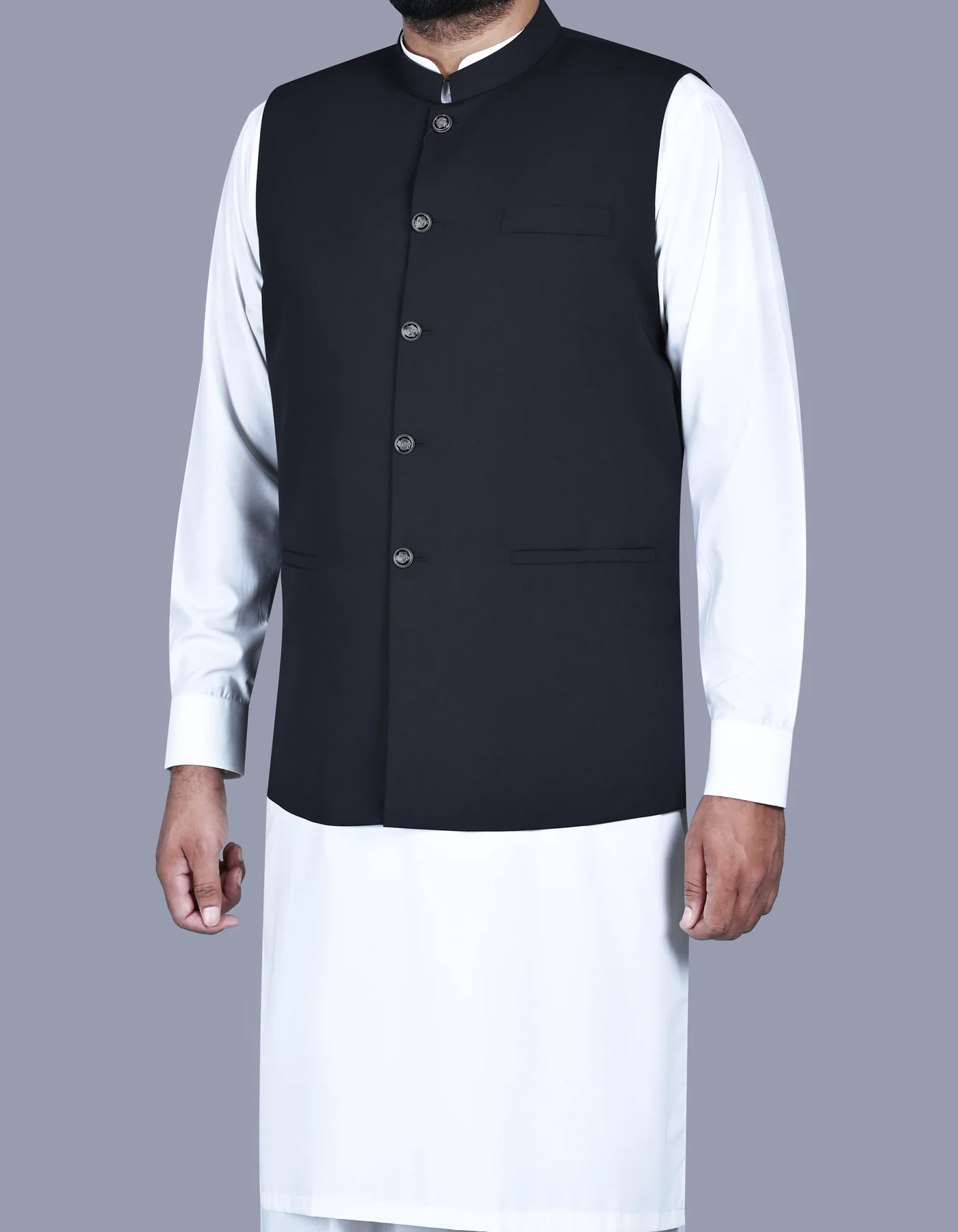 Black Plain Smart Fit Waistcoat - Image 3