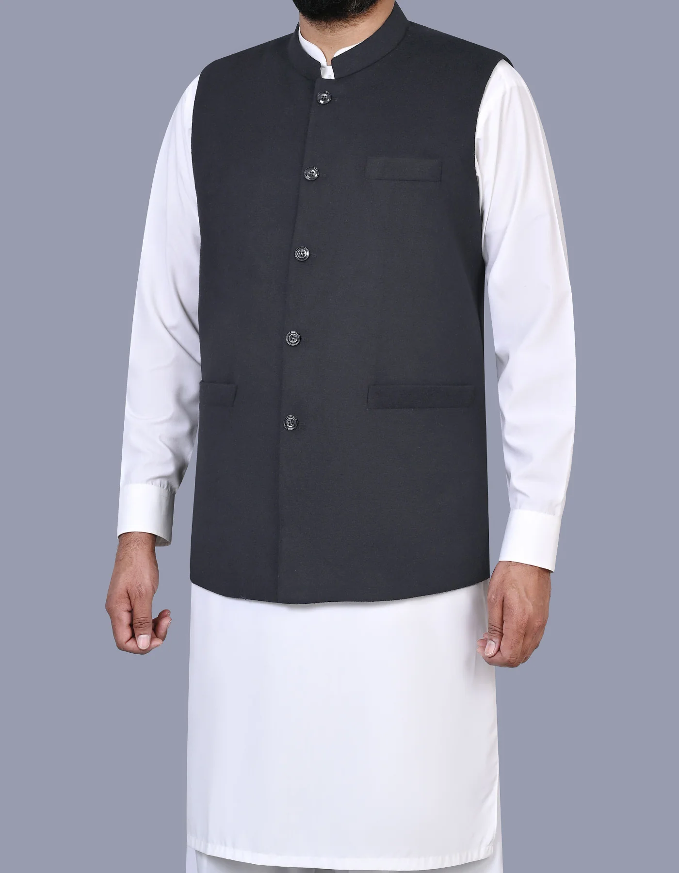 Black Plain Smart Fit Waistcoat - Image 3