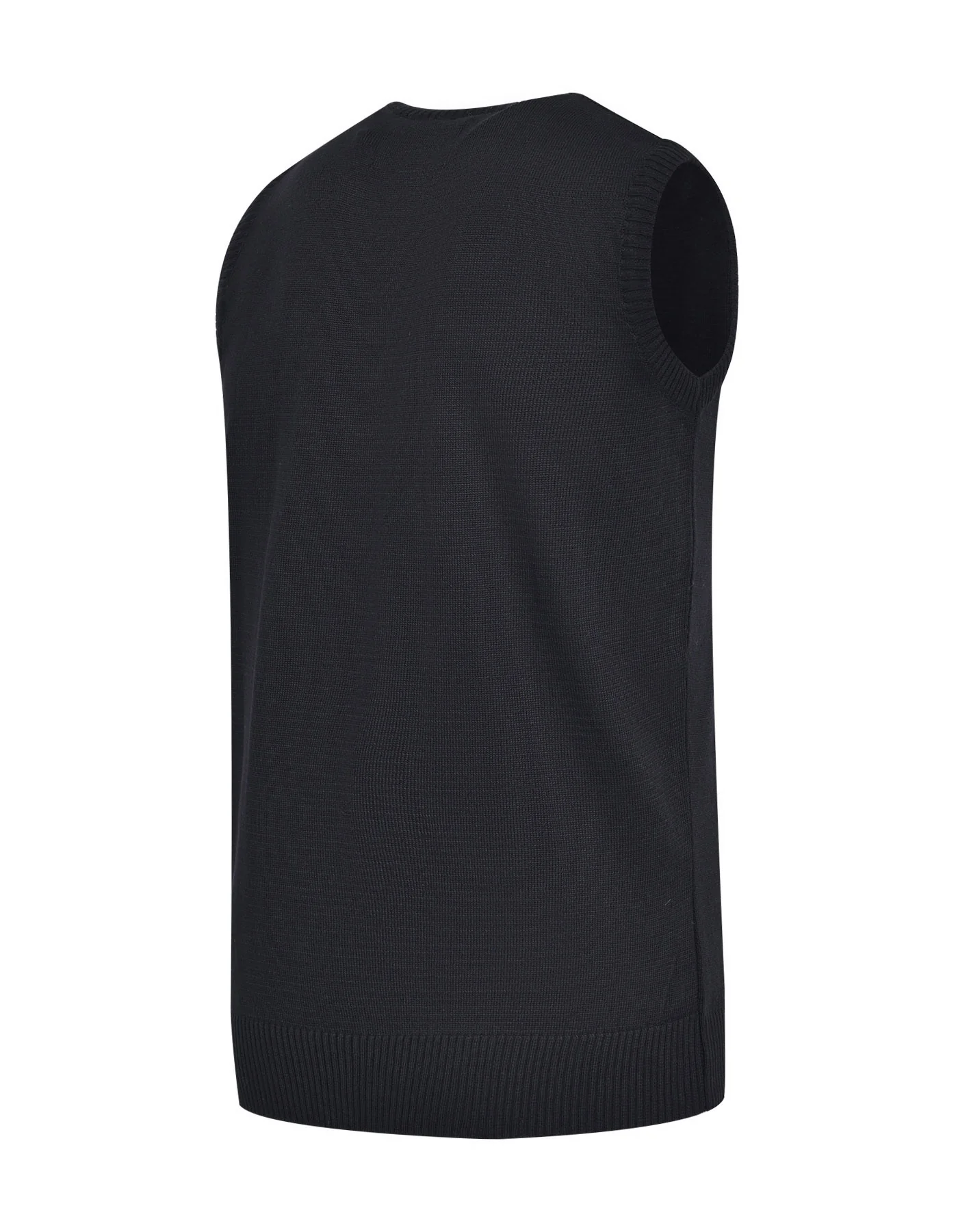 Black Plain V-Neck Sleeveless Sweater - Image 4