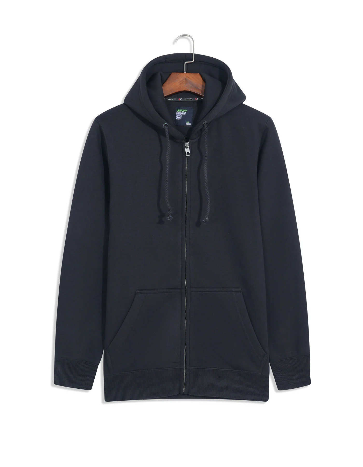 Black Plain Zipper Hoodie