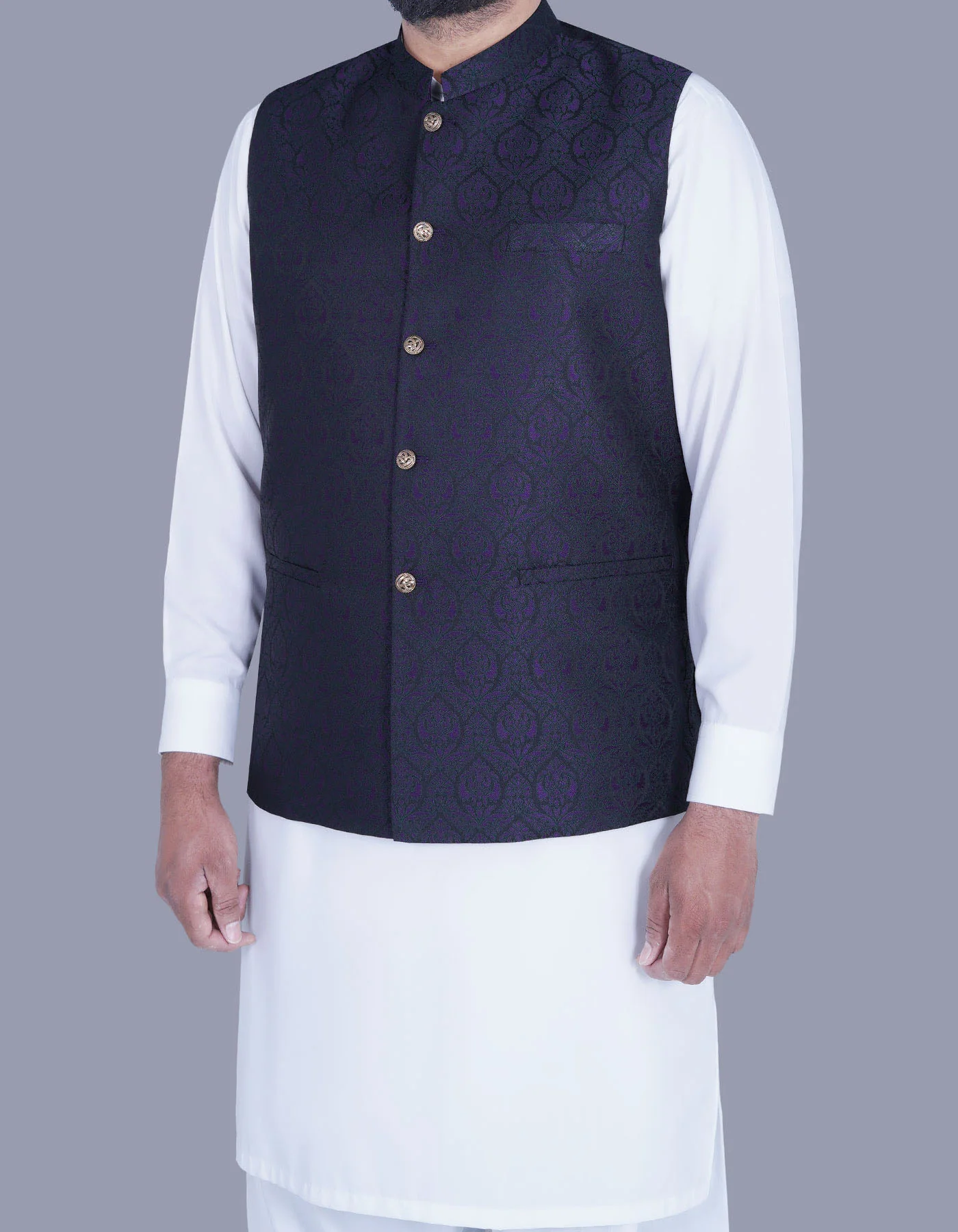 Black Self Waist Coat - Image 3