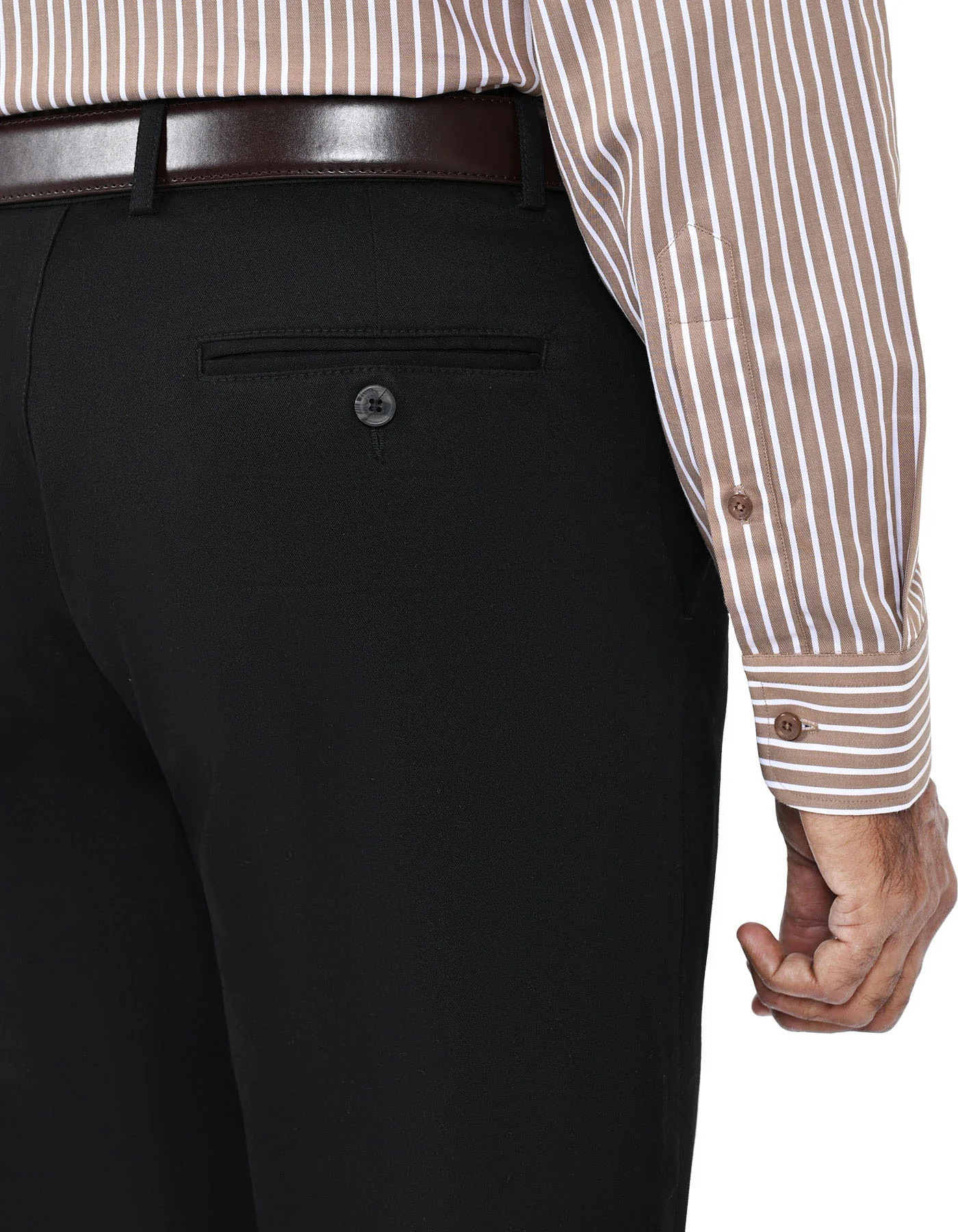 Black Smart Fit Cotton Trouser - Image 4