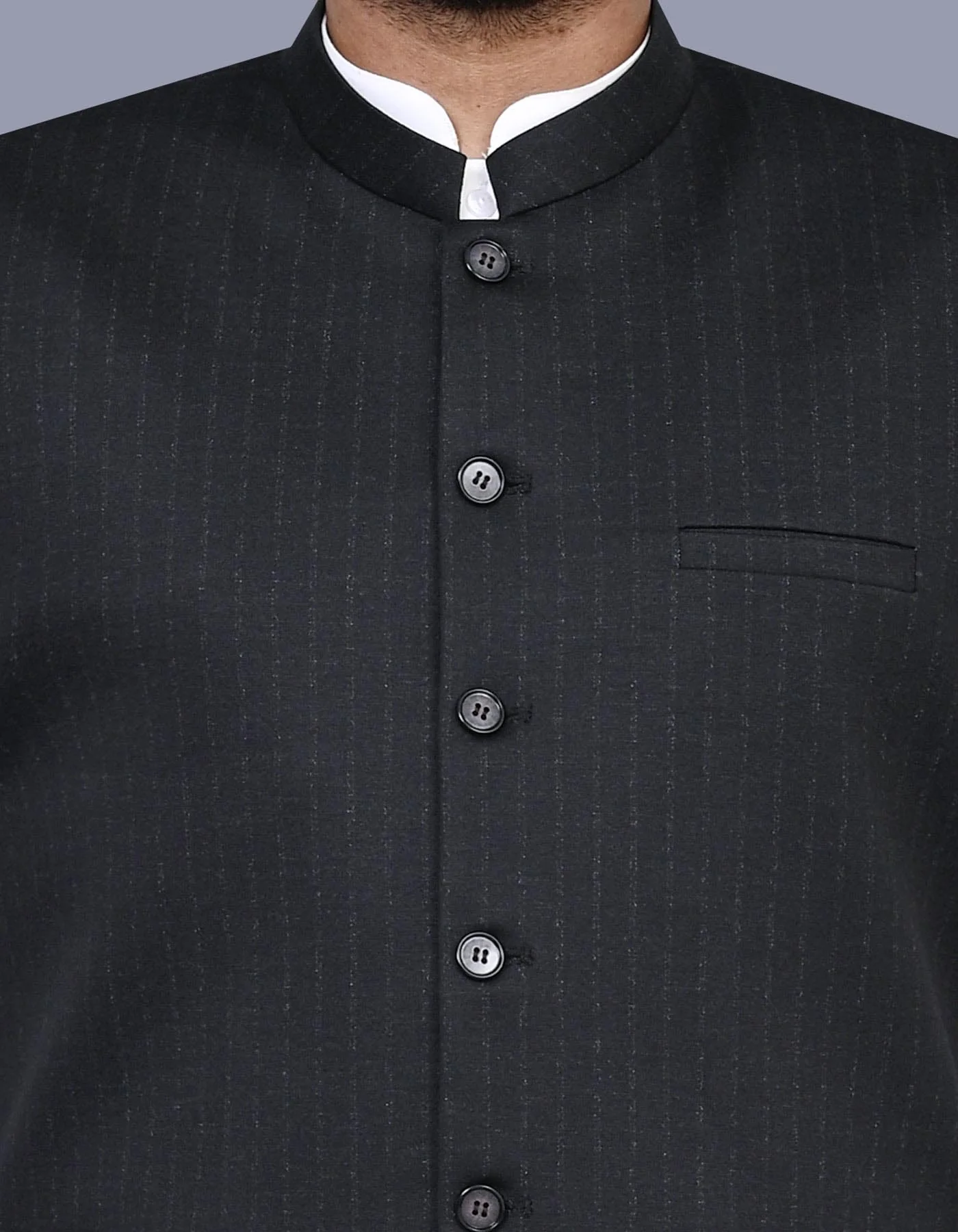 Black Stripe Classic Fit Waistcoat - Image 2