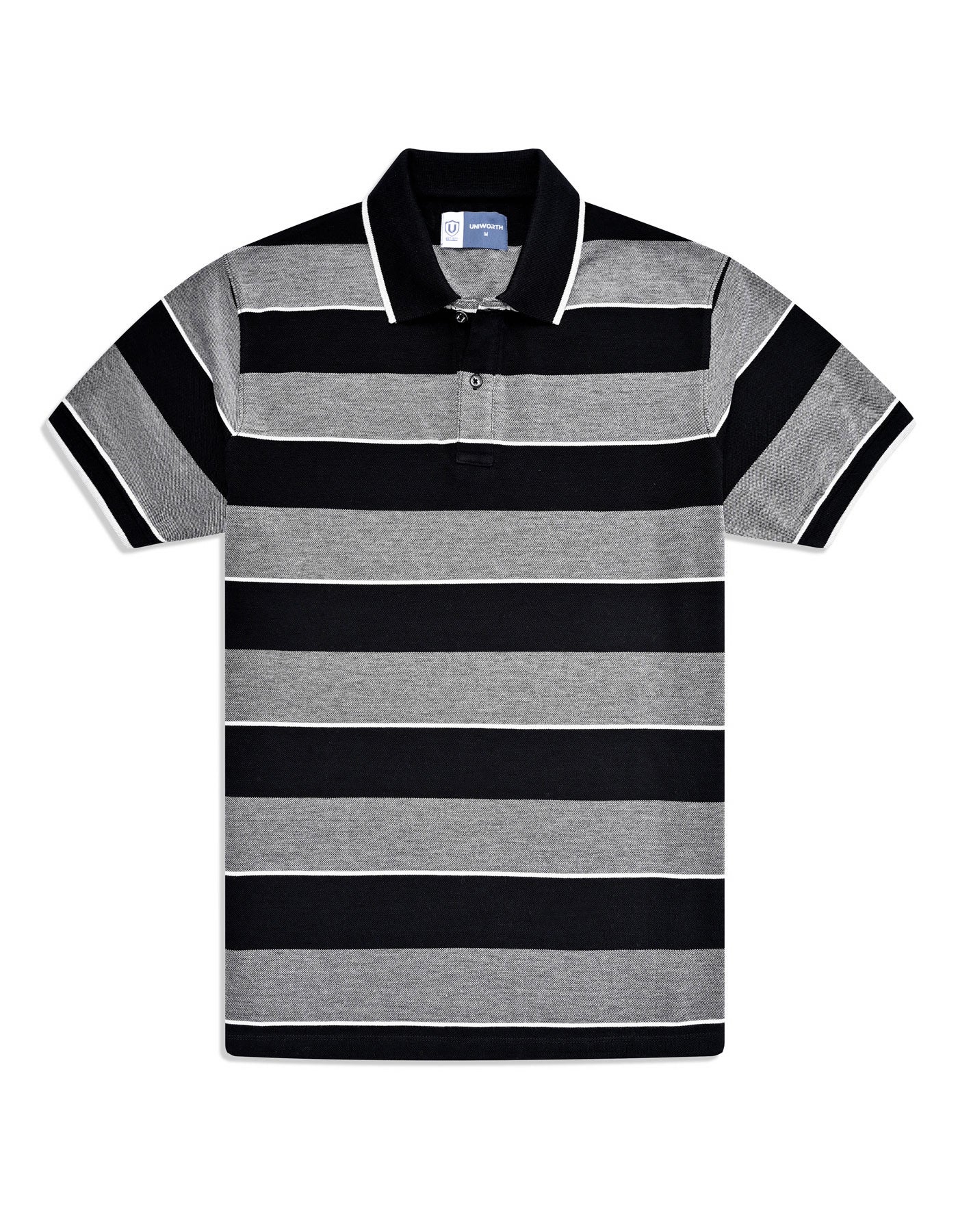 Black Stripe Pique Polo Shirt