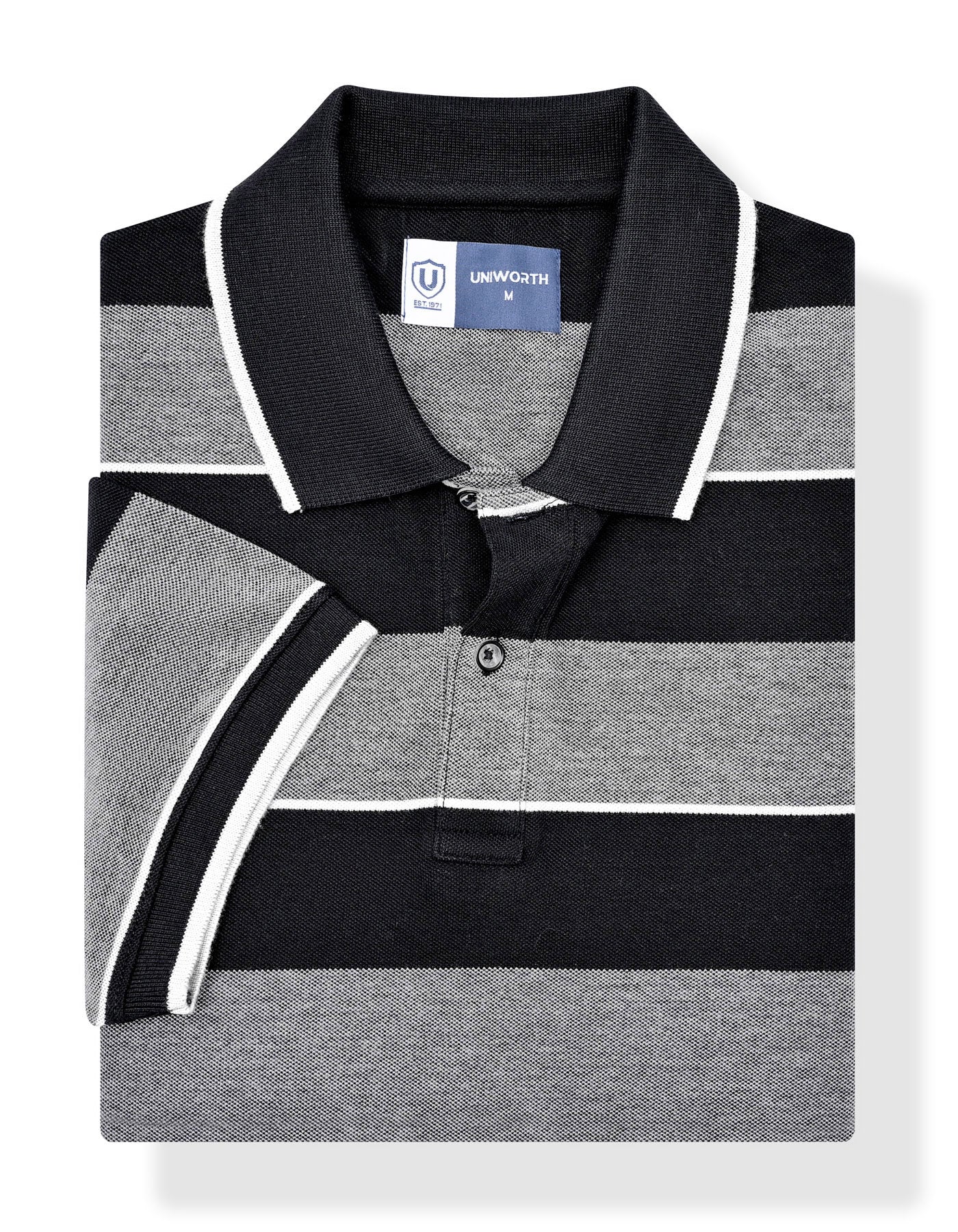 Black Stripe Pique Polo Shirt - Image 2
