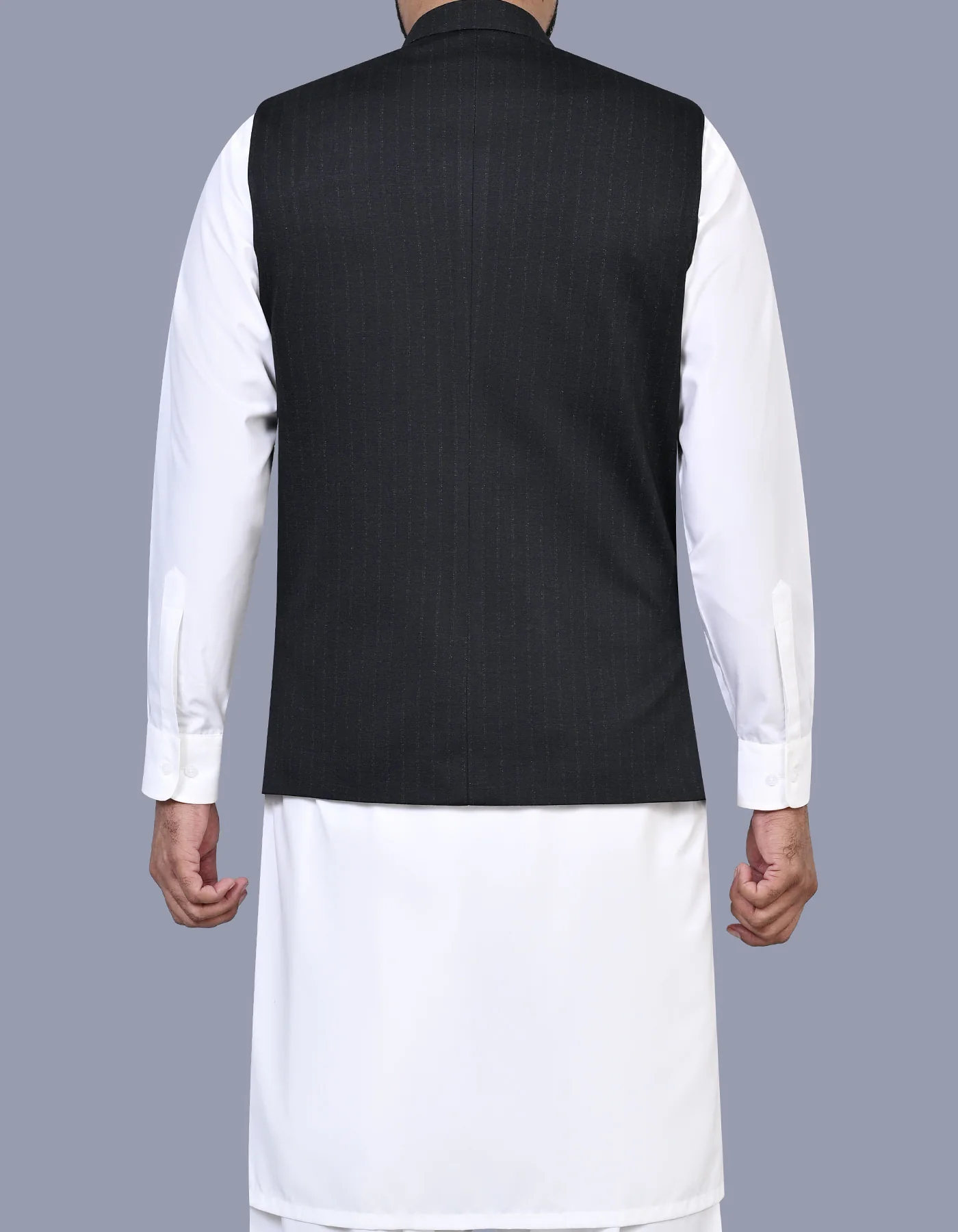 Black Stripe Smart Fit Waistcoat - Image 4