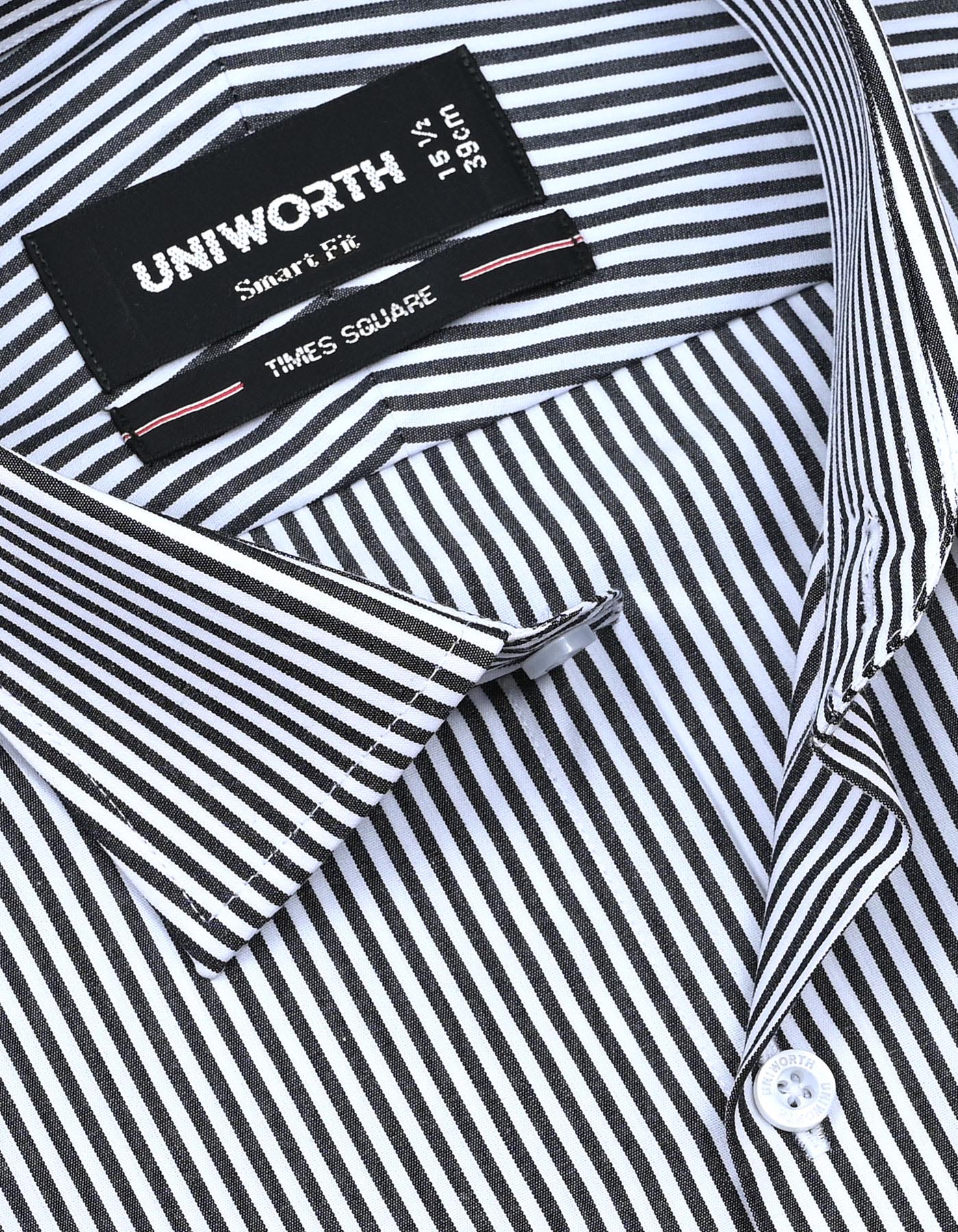 Black Stripe Tailored Smart Fit Shirt - Image 2