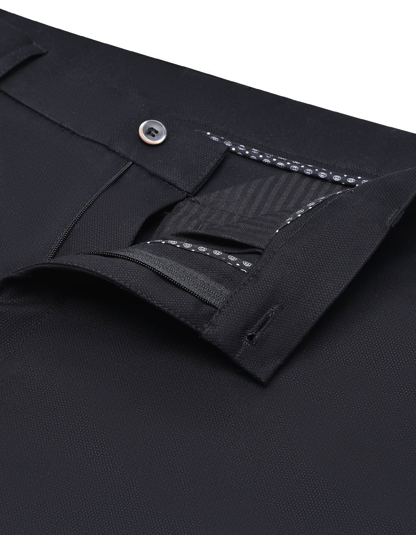 Black Texture Classic Fit Cotton Trouser - Image 2