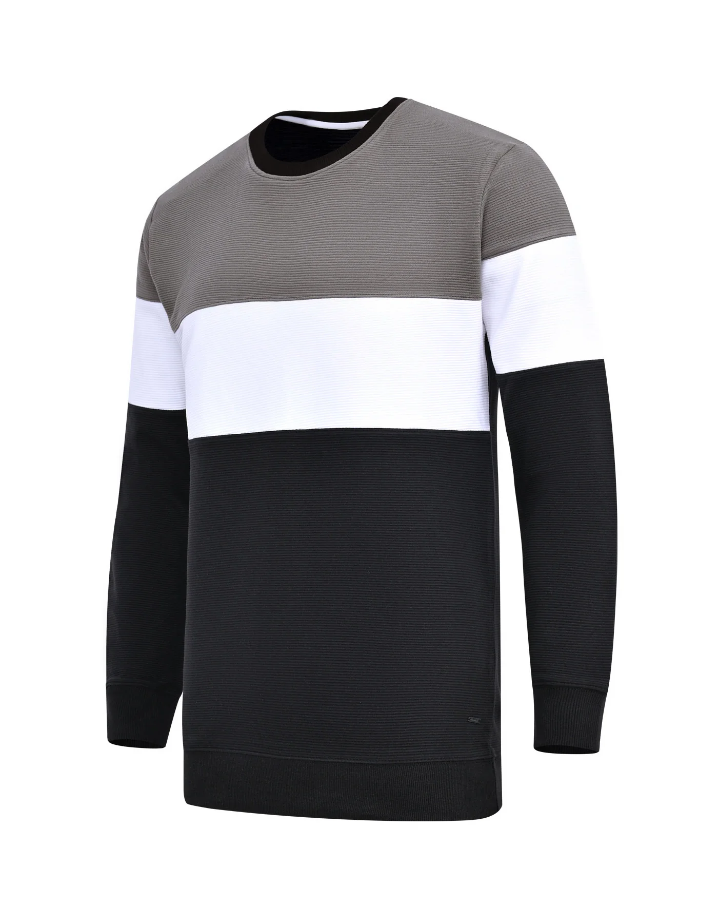 Black Texture Color Block Sweatshirt