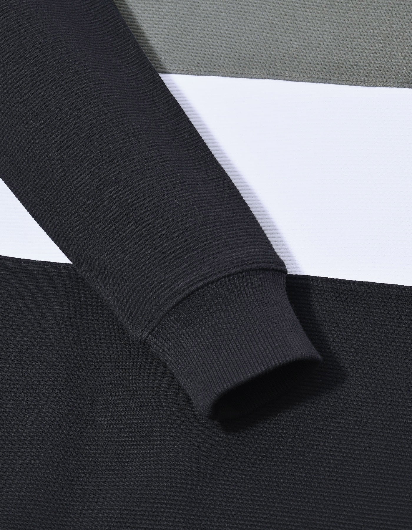 Black Texture Color Block Sweatshirt - Image 3