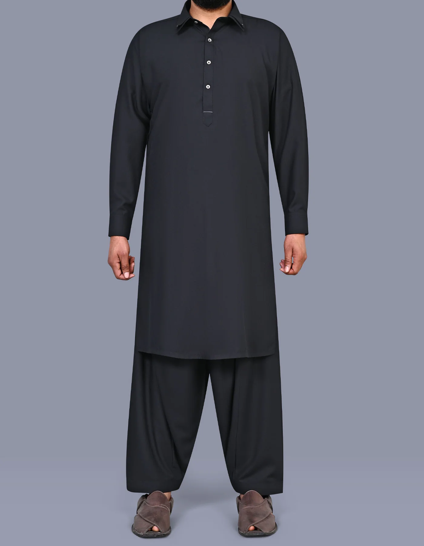 Black Texture Kameez Shalwar
