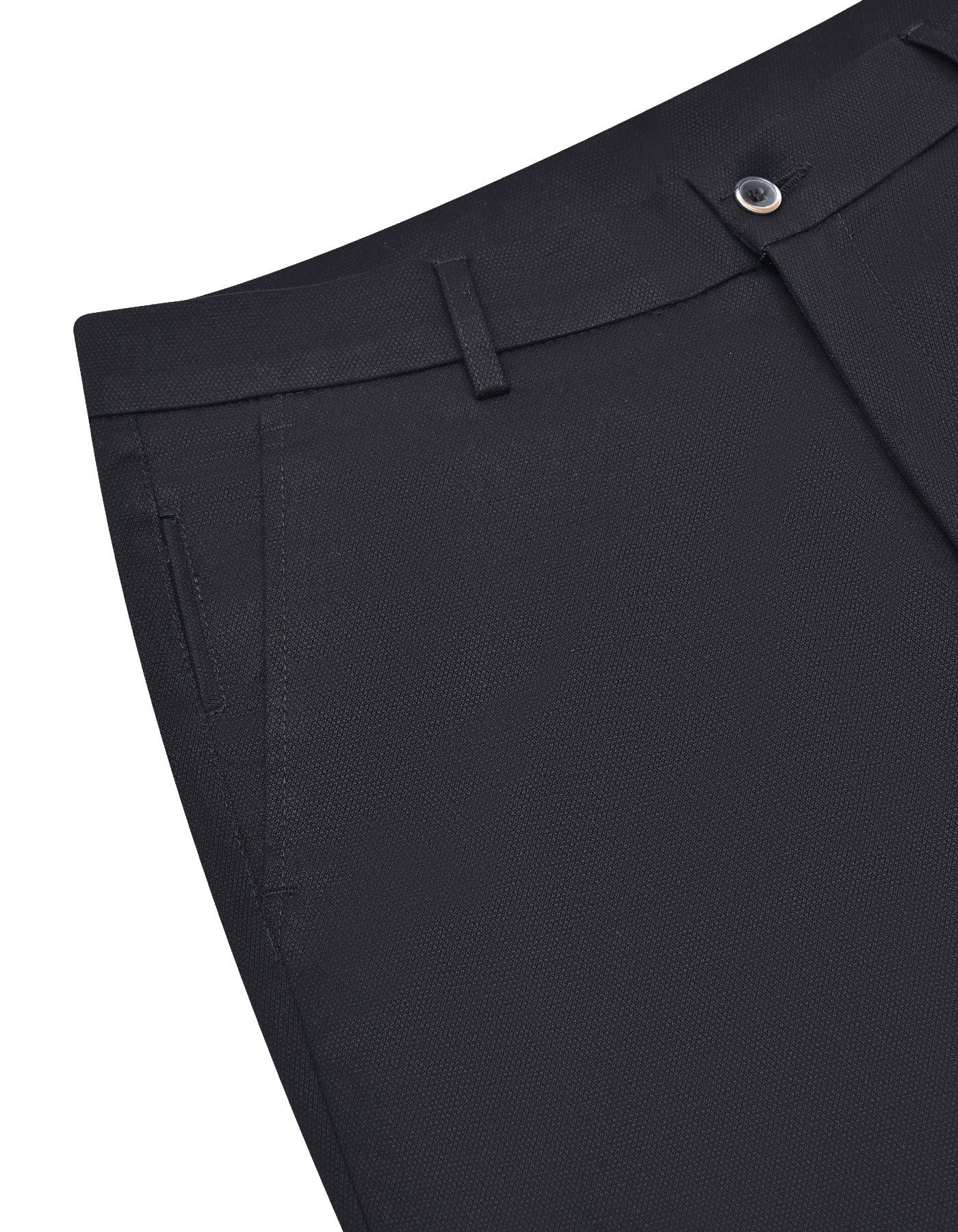 Black Texture Smart Fit Cotton Trouser - Image 3