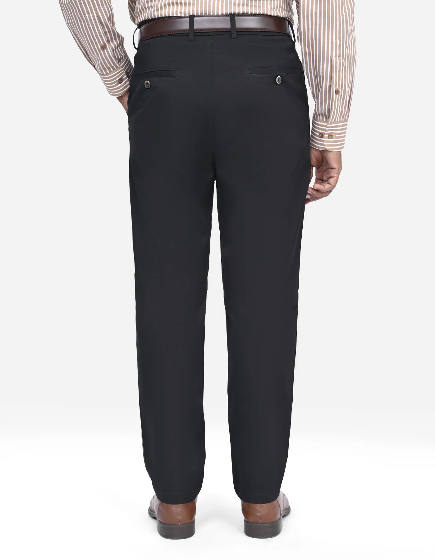 Black Texture Smart Fit Cotton Trouser - Image 5