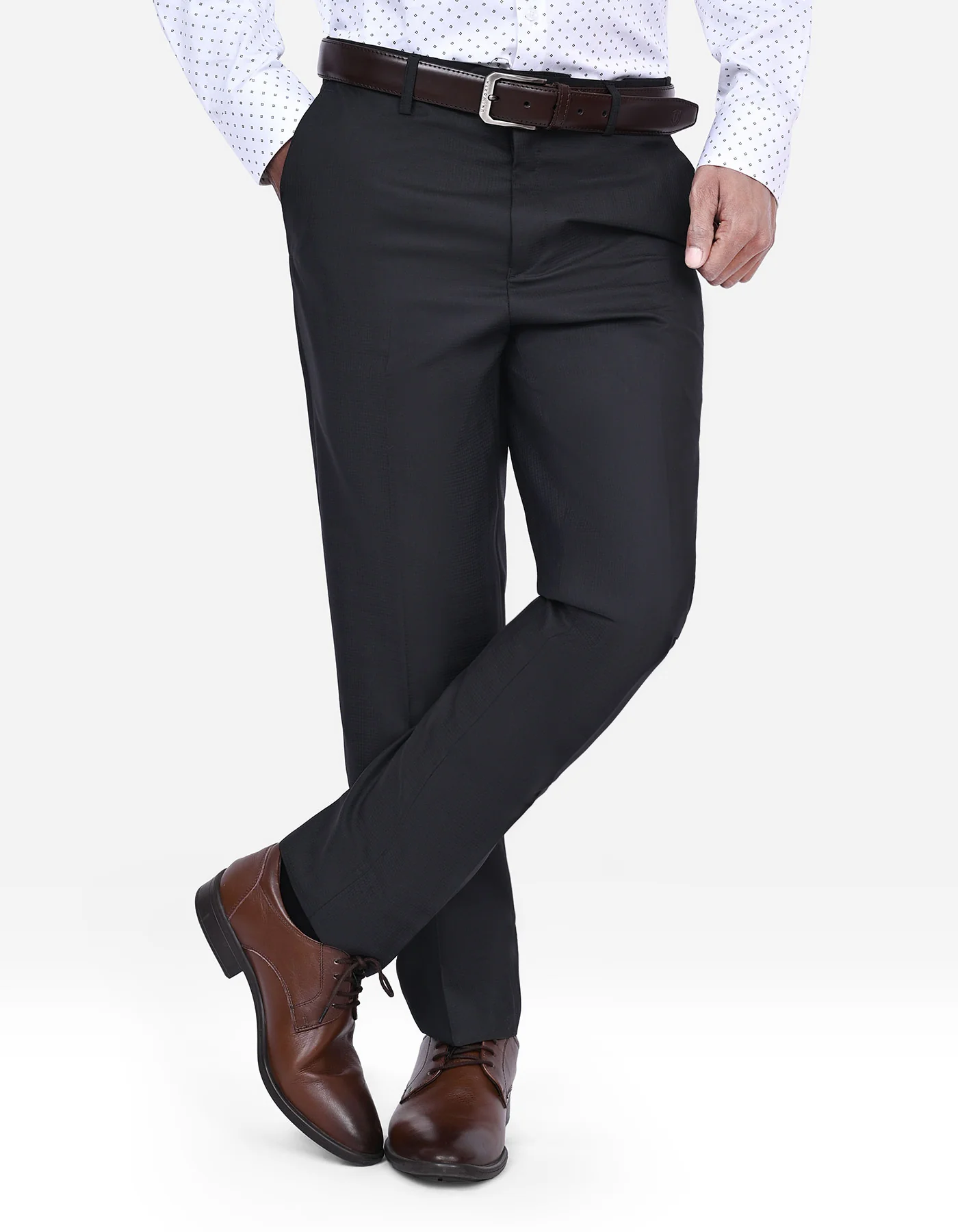 Black Texture Smart Fit Formal Trouser