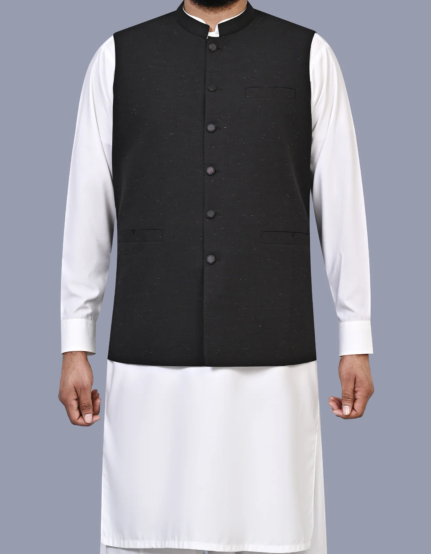 Black Texture Smart Fit Waistcoat