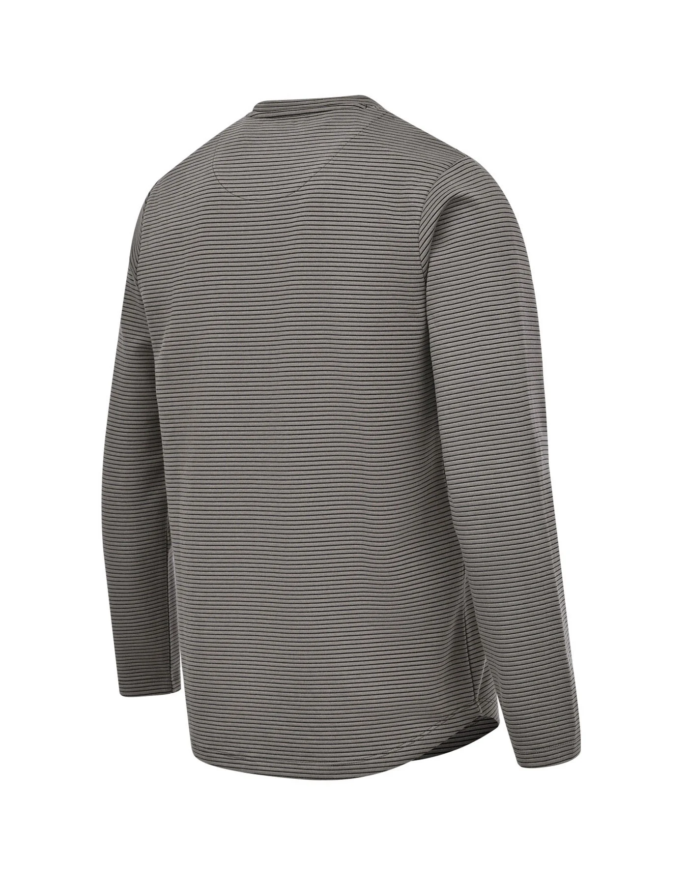 Black Textured Striped Long Sleeve Crew Neck T-Shirt - Image 5