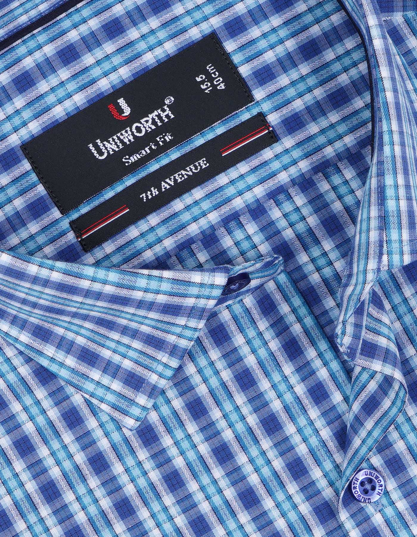 Blue Check Tailored Smart Fit Shirt - Image 2