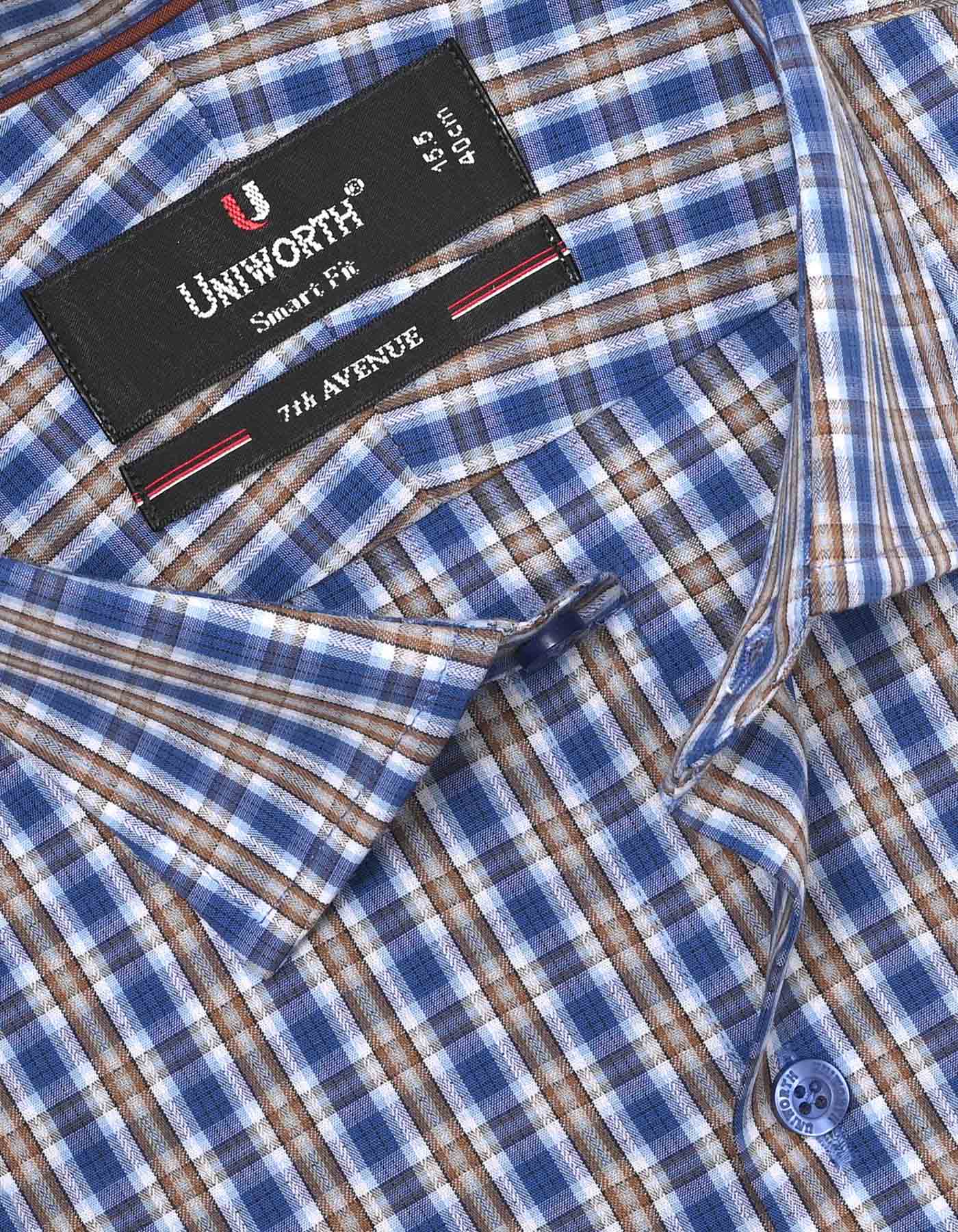 Blue Check Tailored Smart Fit Shirt - Image 2